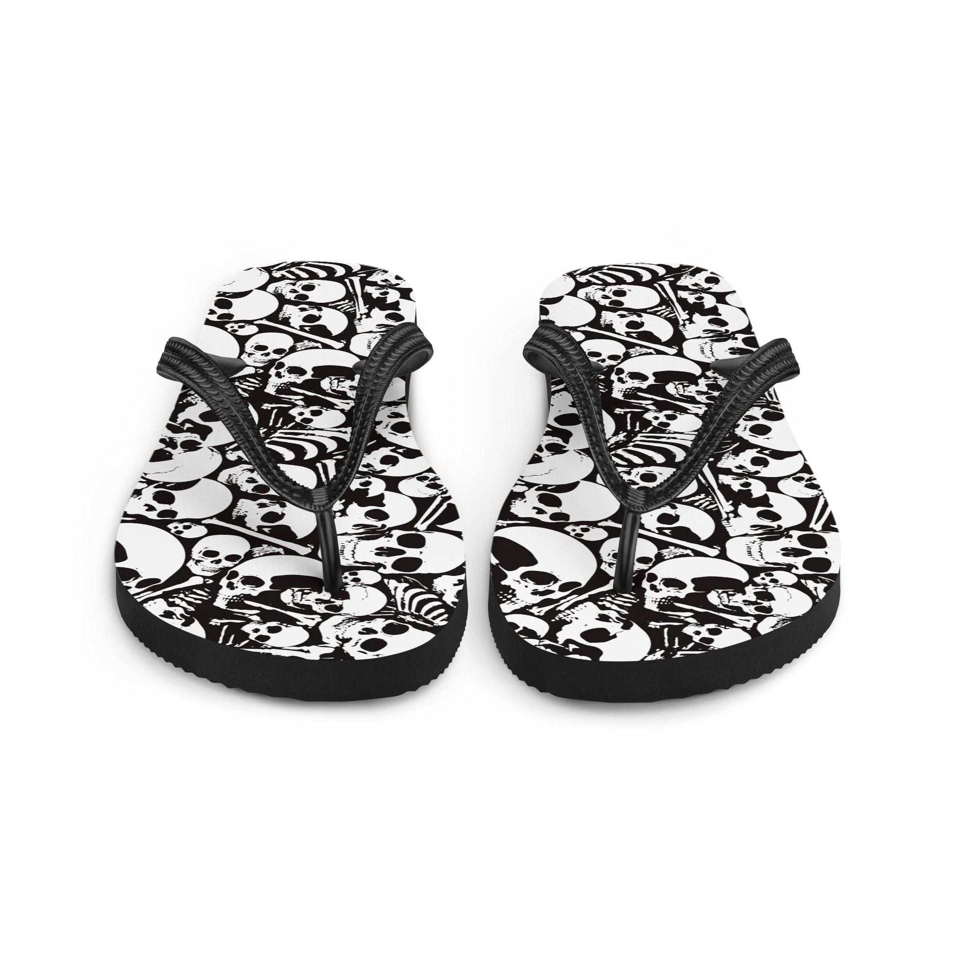 Skulls and Bones Ossuary Gothic Flip Flops - S