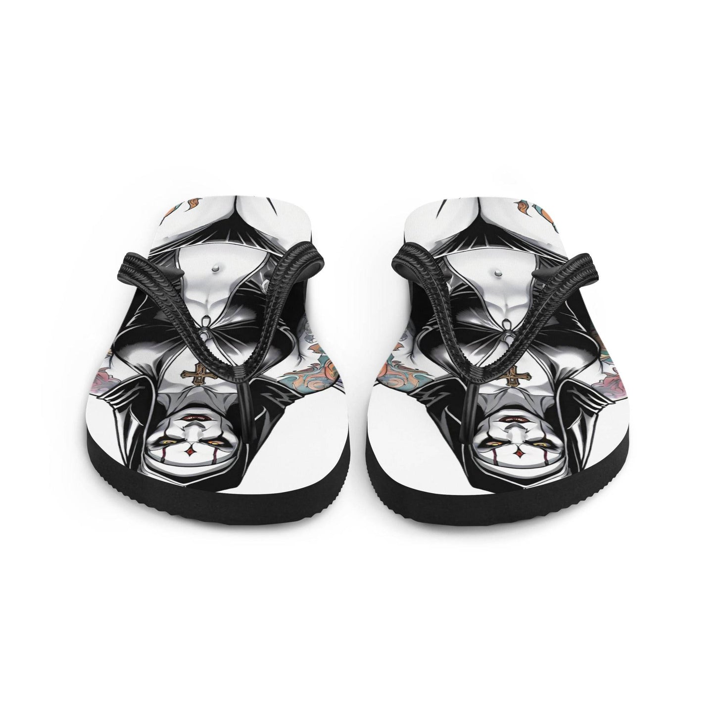 Sexy Evil Nun Gothic Flip Flops - S