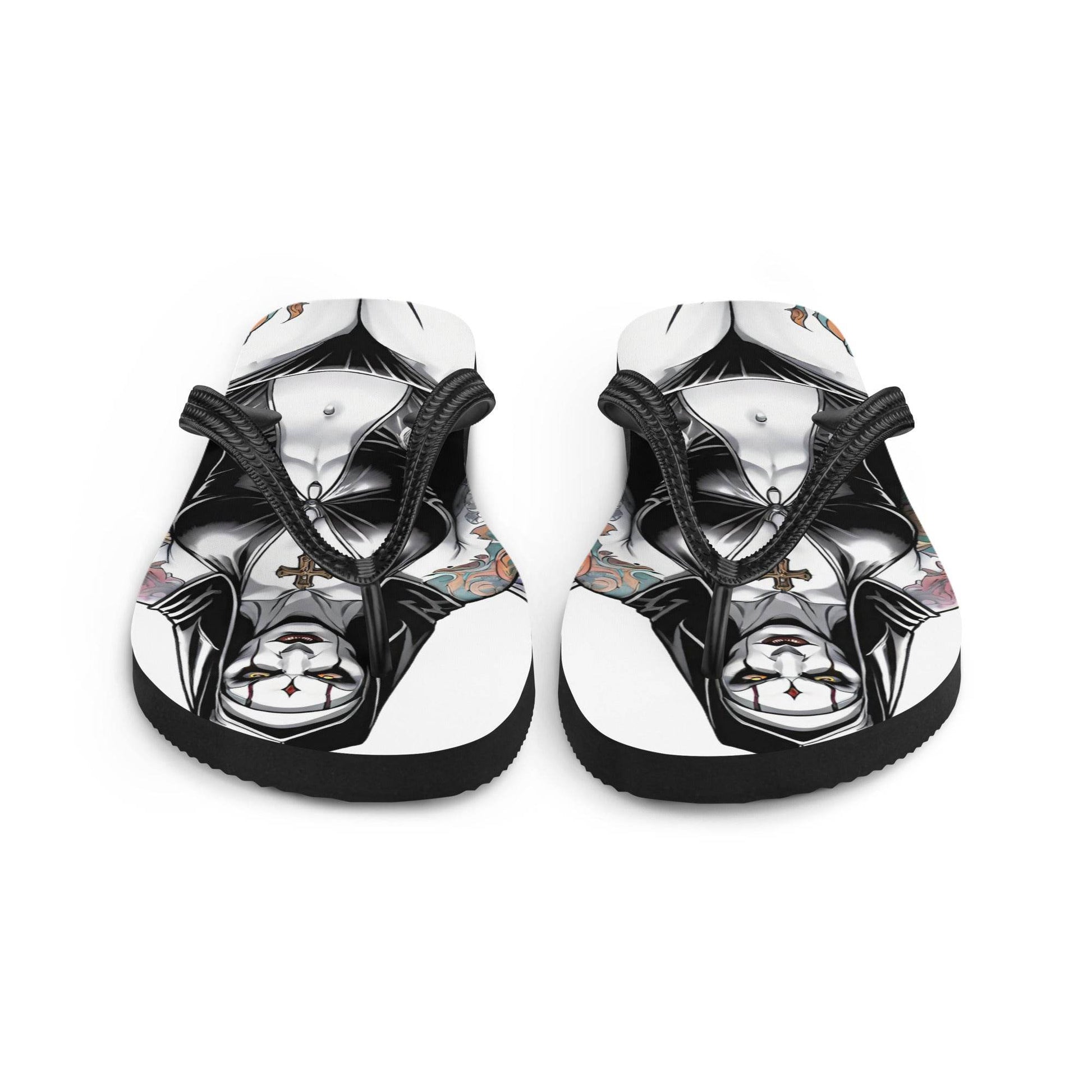 Sexy Evil Nun Gothic Flip Flops - S