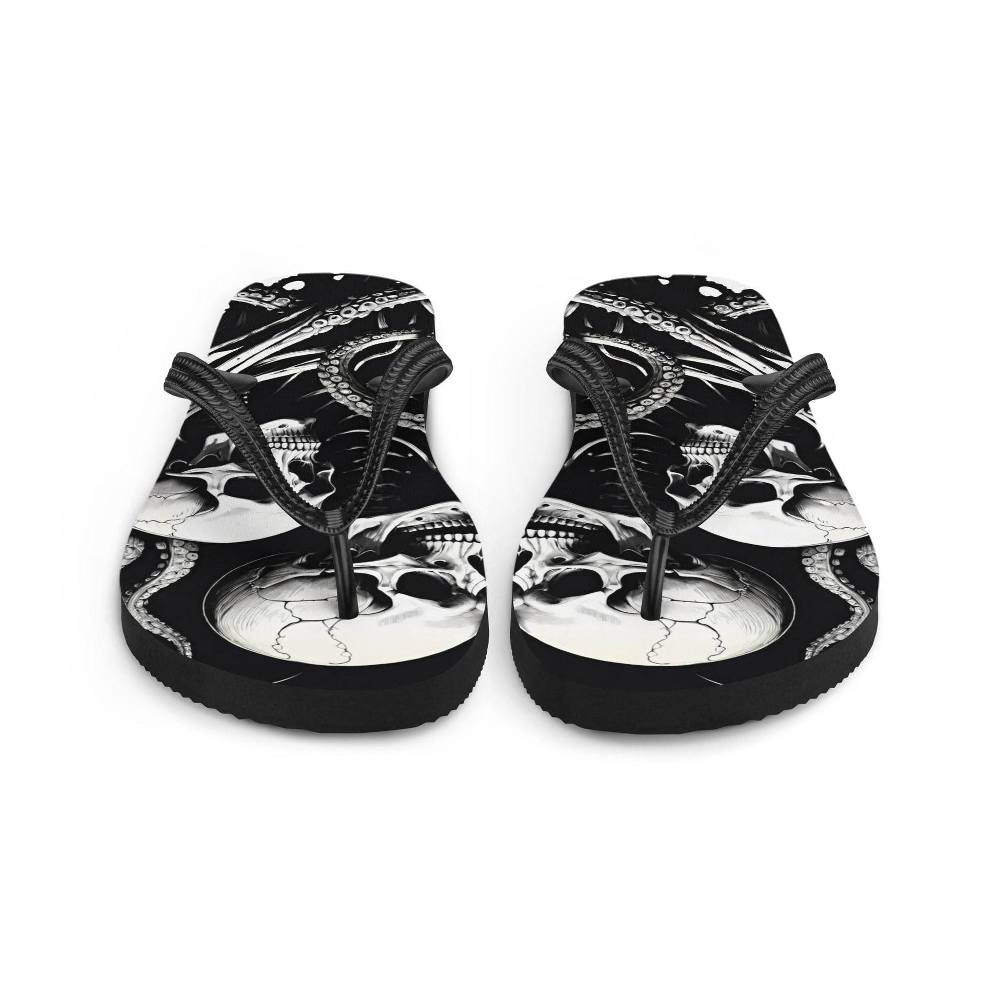 Skeletons and Octopus Tentacles Gothic Flip Flops - S