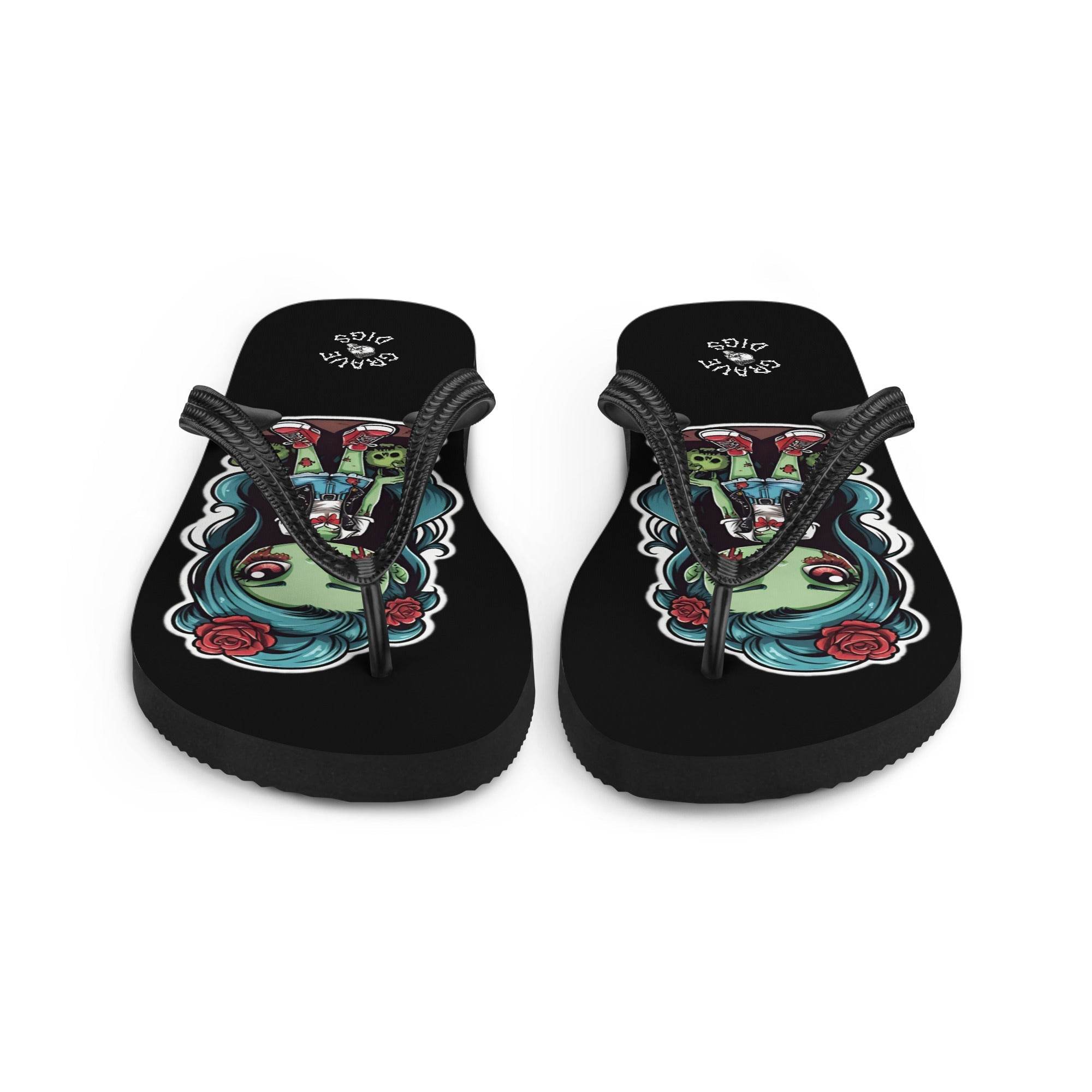 Grave Digs Zombie Girl Flip Flops - S