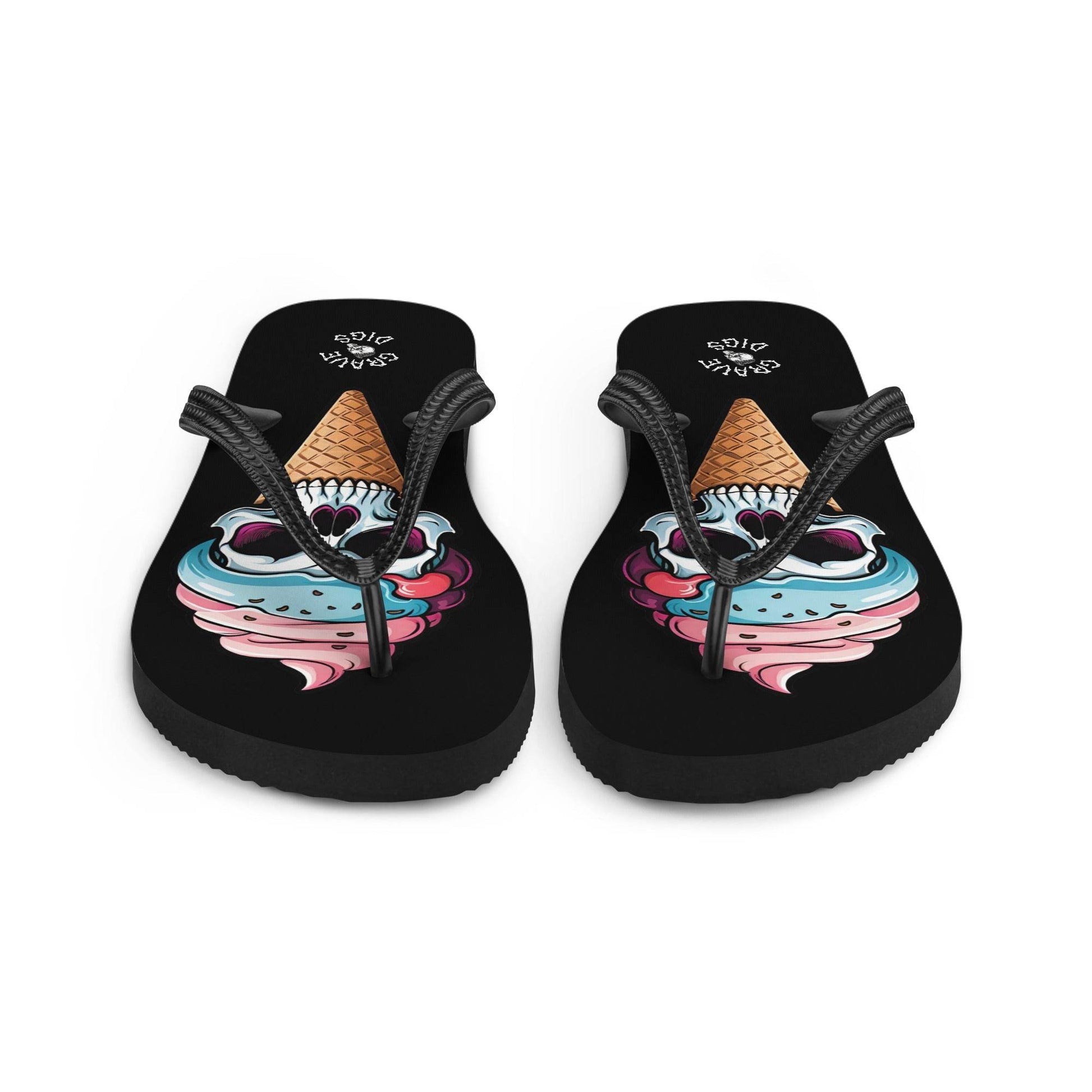 Grave Digs Skull Ice Cream Cone Flip Flops - S