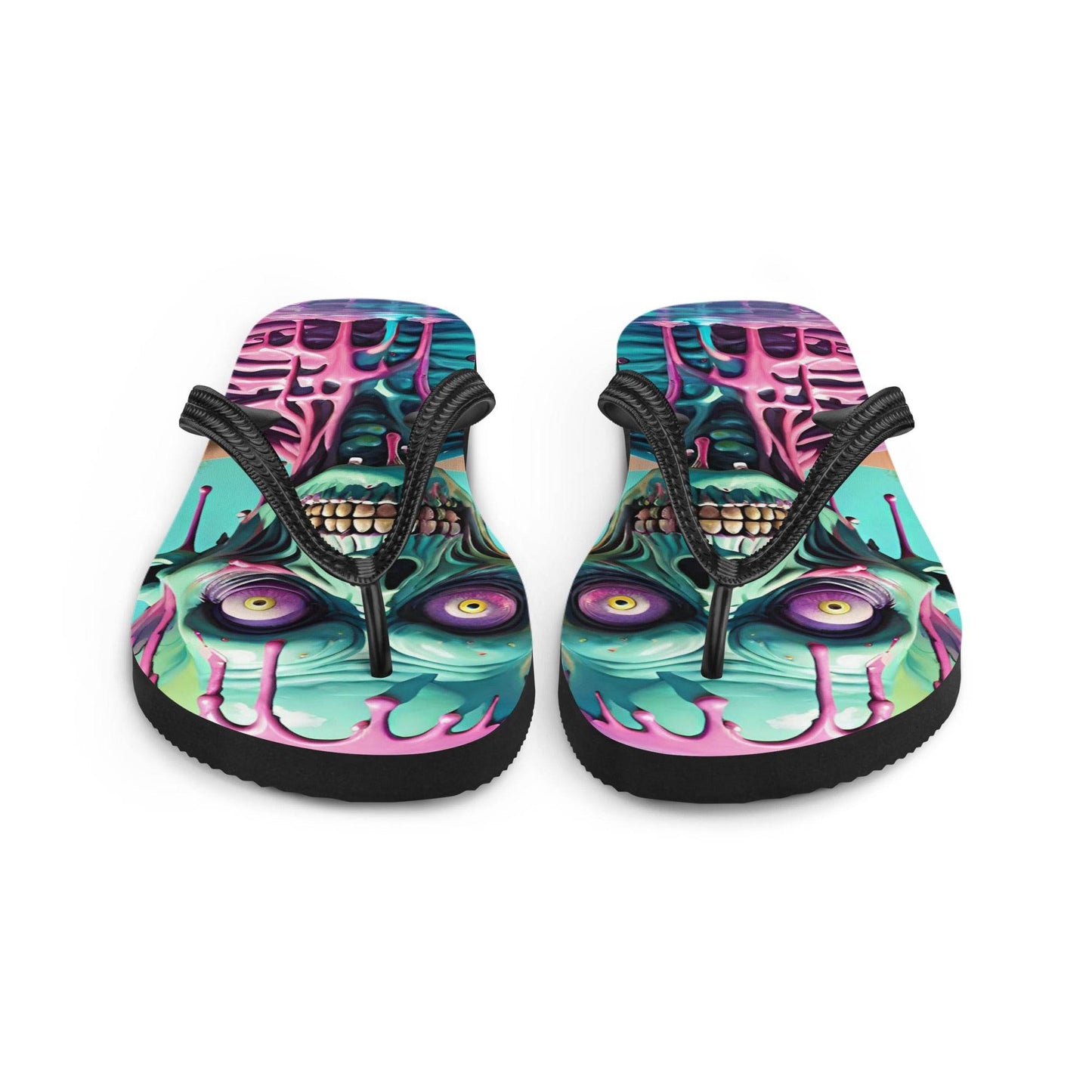 Colorful Melting Candy Zombie Gothic Flip Flops - S