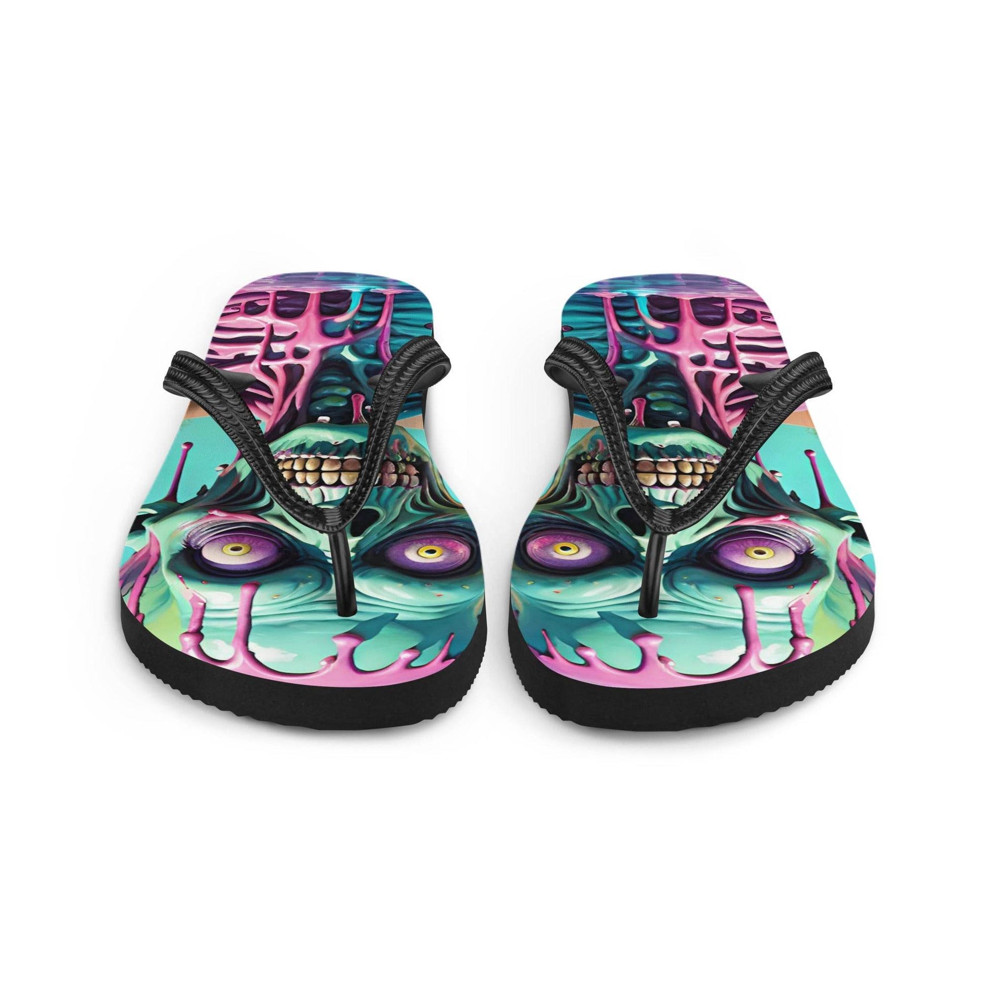 Colorful Melting Candy Zombie Gothic Flip Flops - S