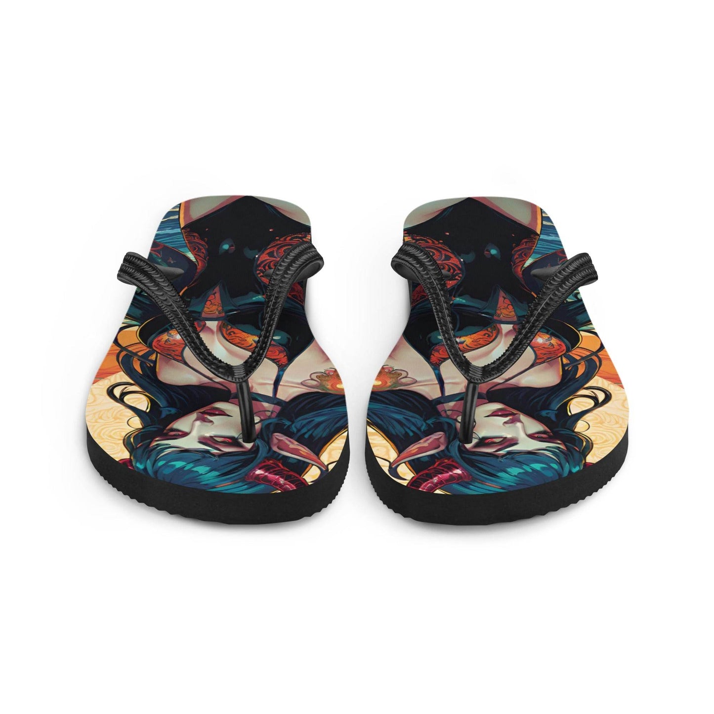 Colorful Summer Succubus in a Swimsuit 1 Gothic Flip Flops - S