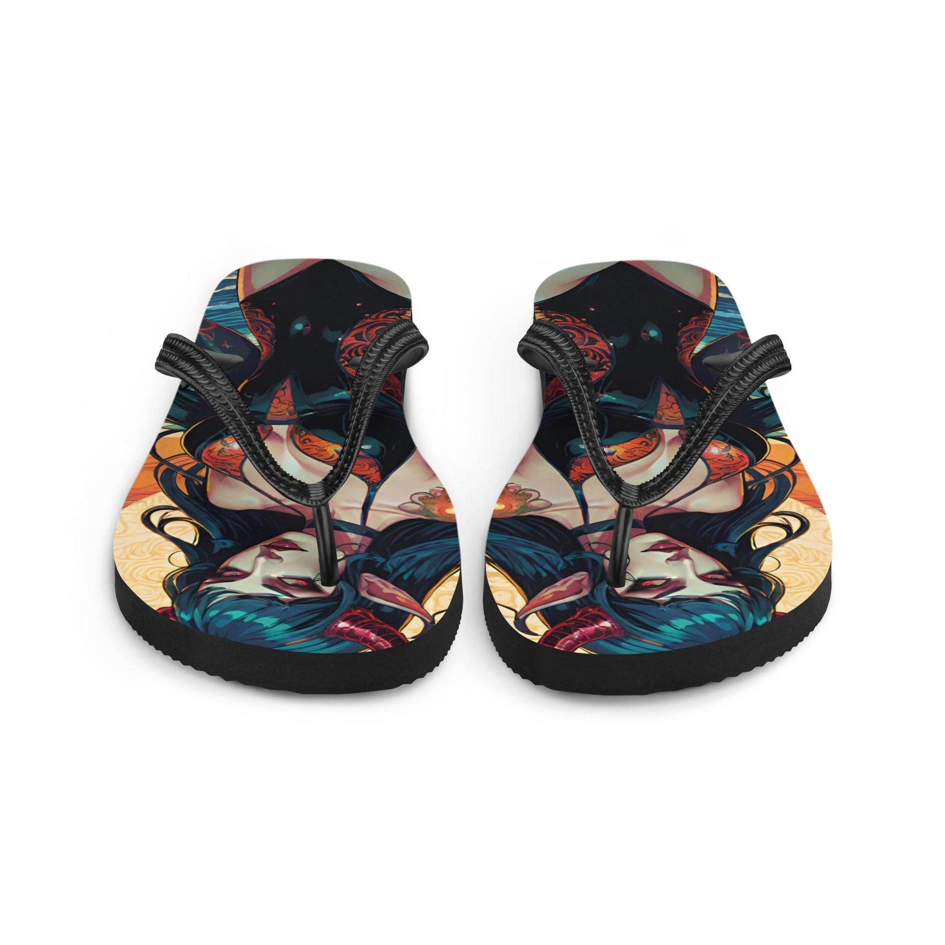 Colorful Summer Succubus in a Swimsuit 1 Gothic Flip Flops - S