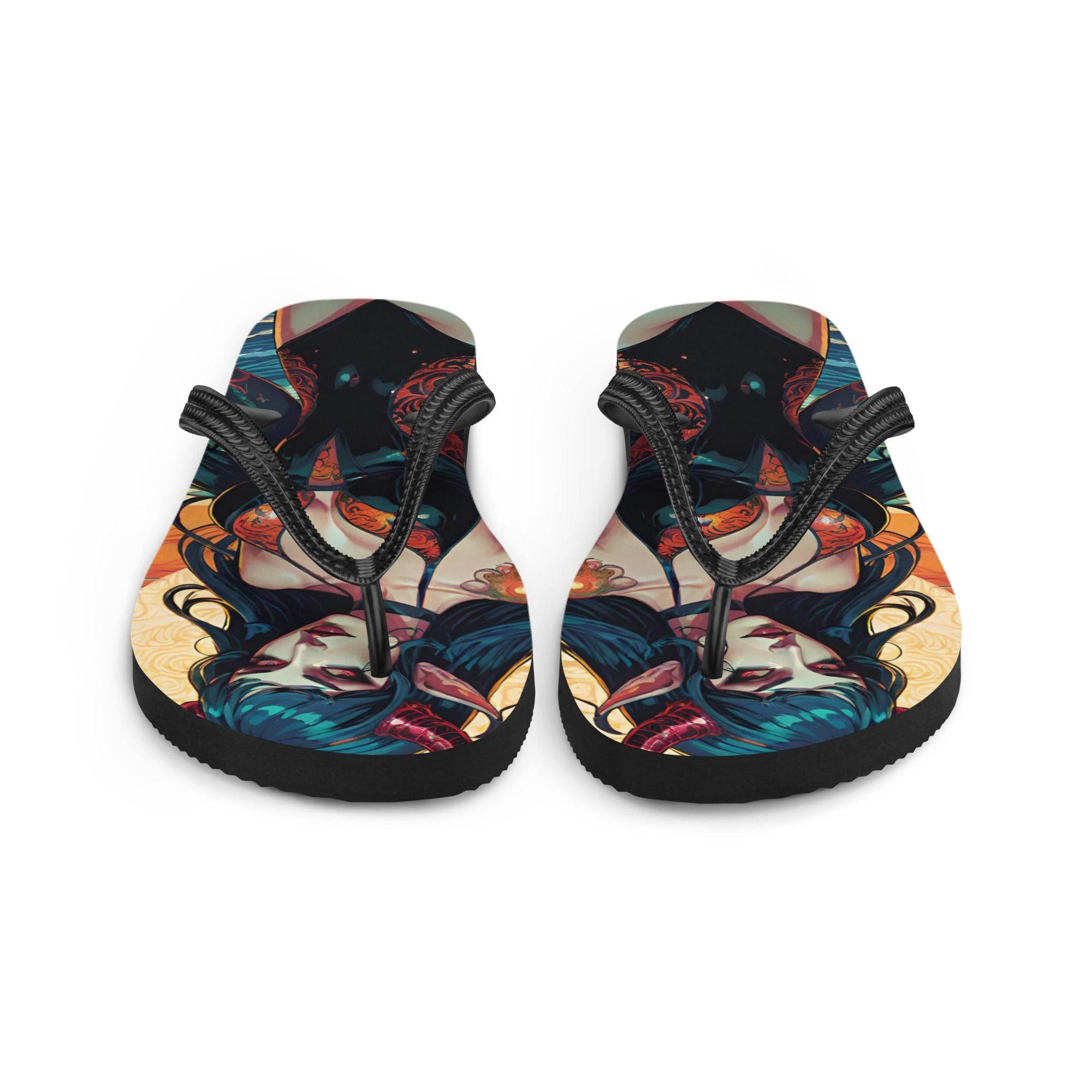 Colorful Summer Succubus in a Swimsuit 1 Gothic Flip Flops - S