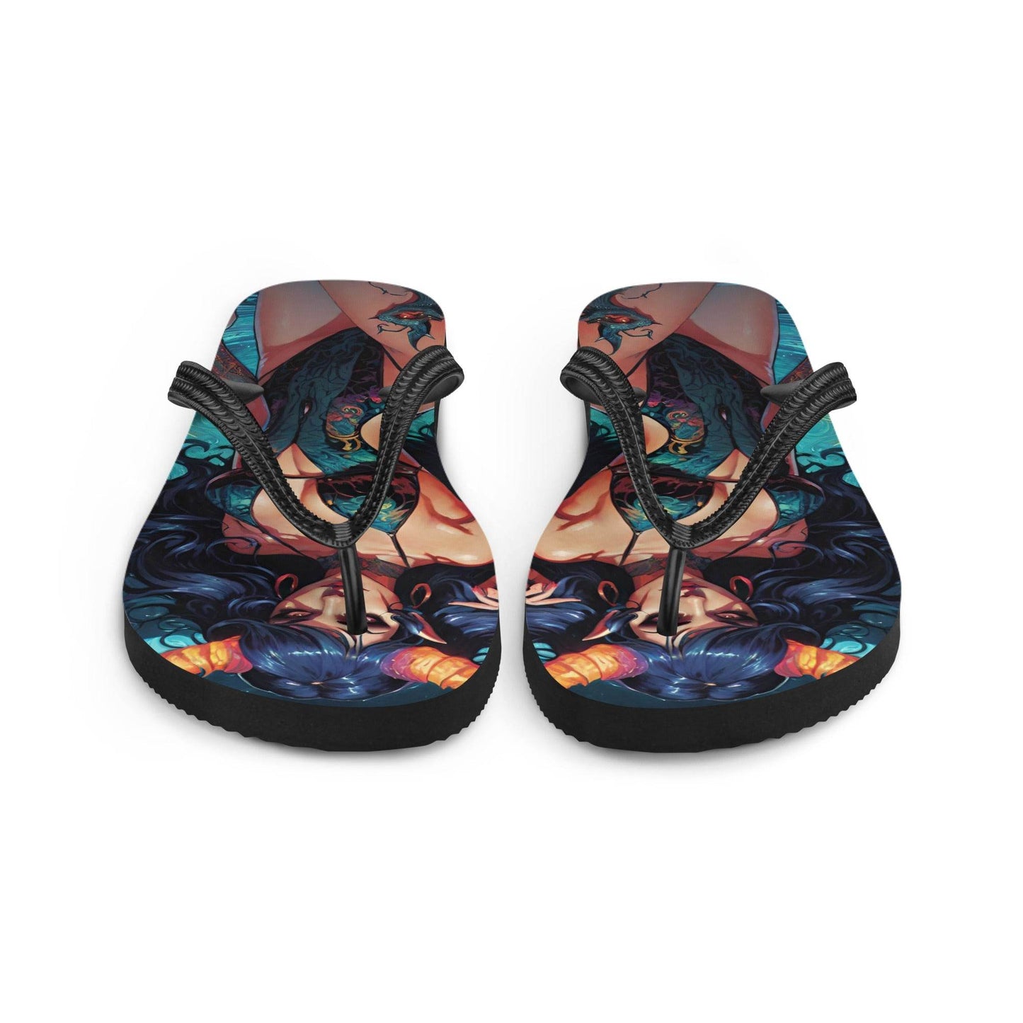Colorful Summer Succubus in a Swimsuit 3 Gothic Flip Flops - S