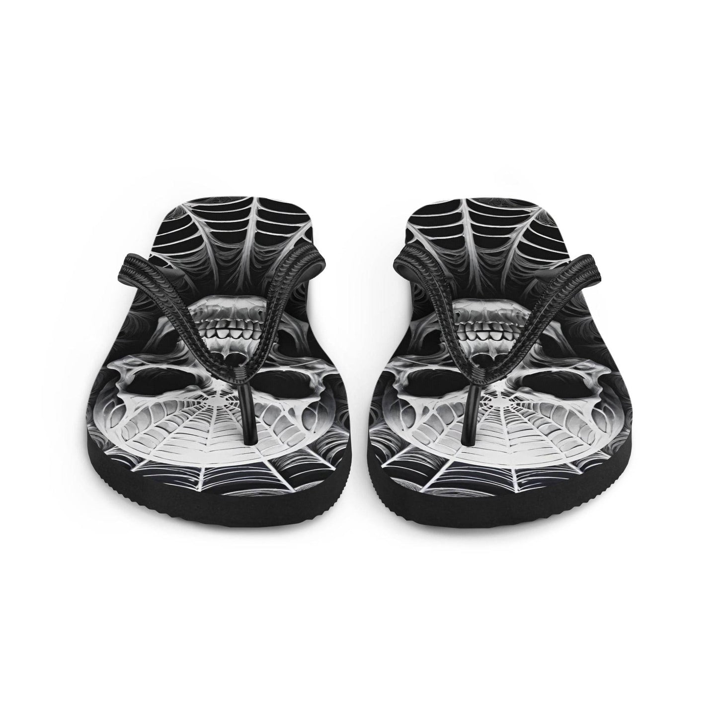 Spider Web Skull Flip Flops - S