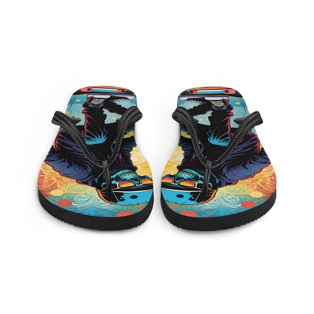 Colorful Skater Skeleton Flip Flops - S