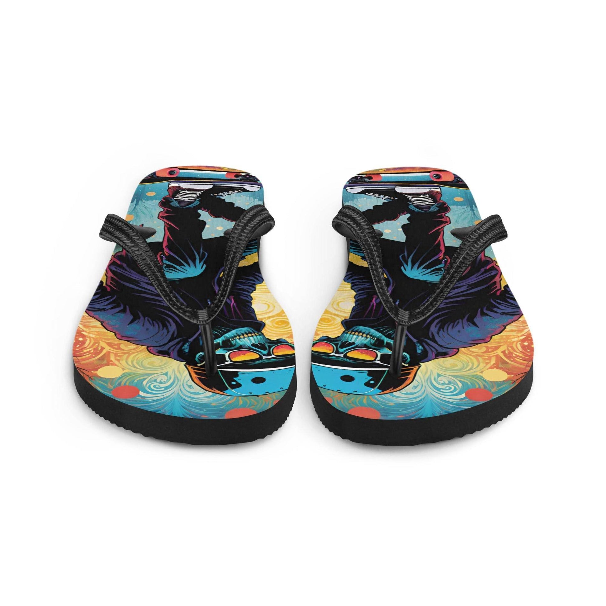 Colorful Skater Skeleton Flip Flops - S