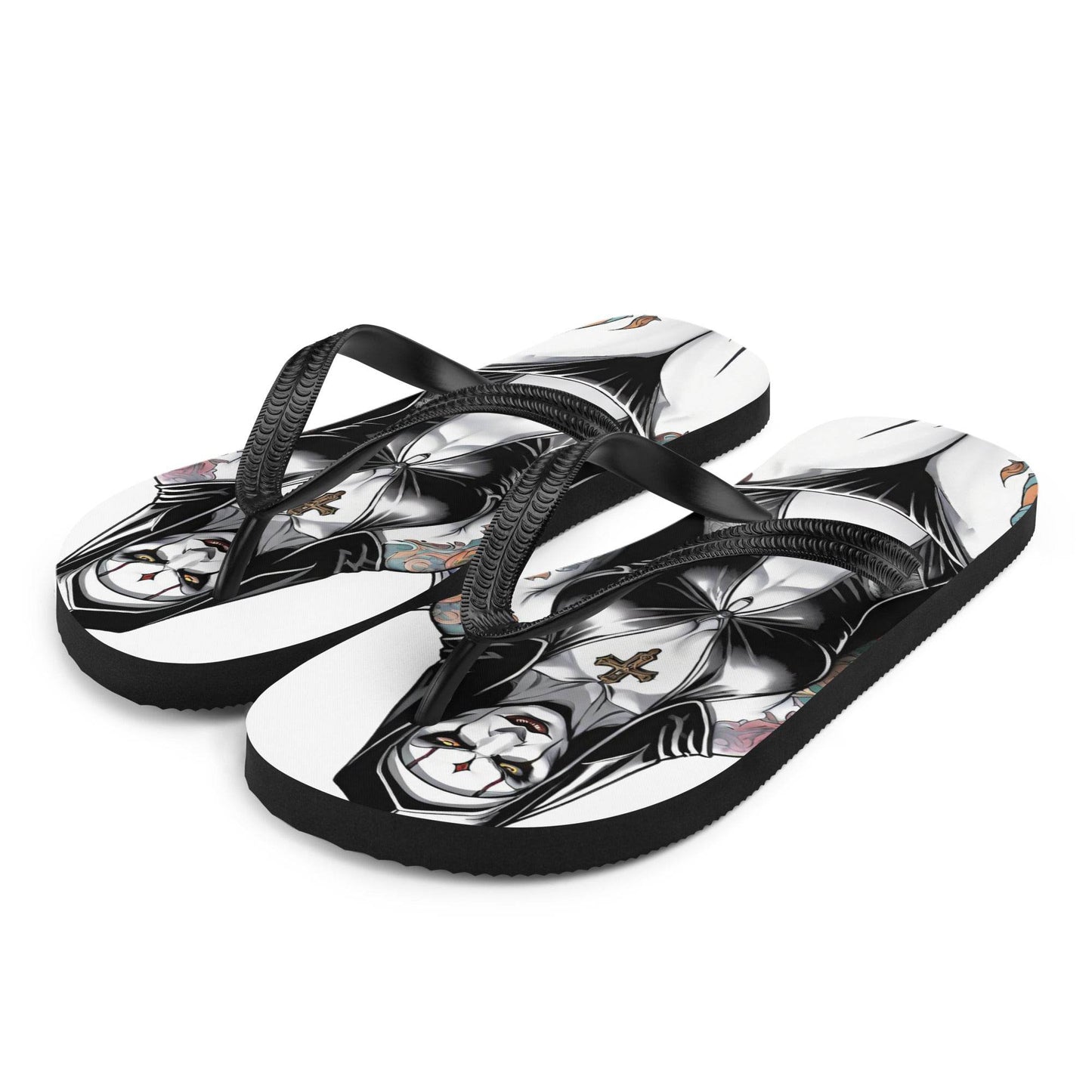 Sexy Evil Nun Gothic Flip Flops - S
