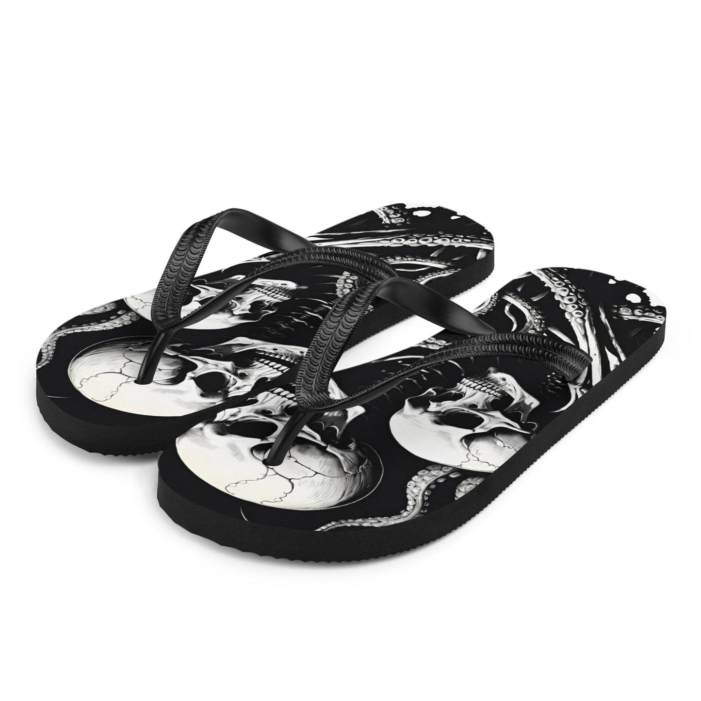 Skeletons and Octopus Tentacles Gothic Flip Flops - S