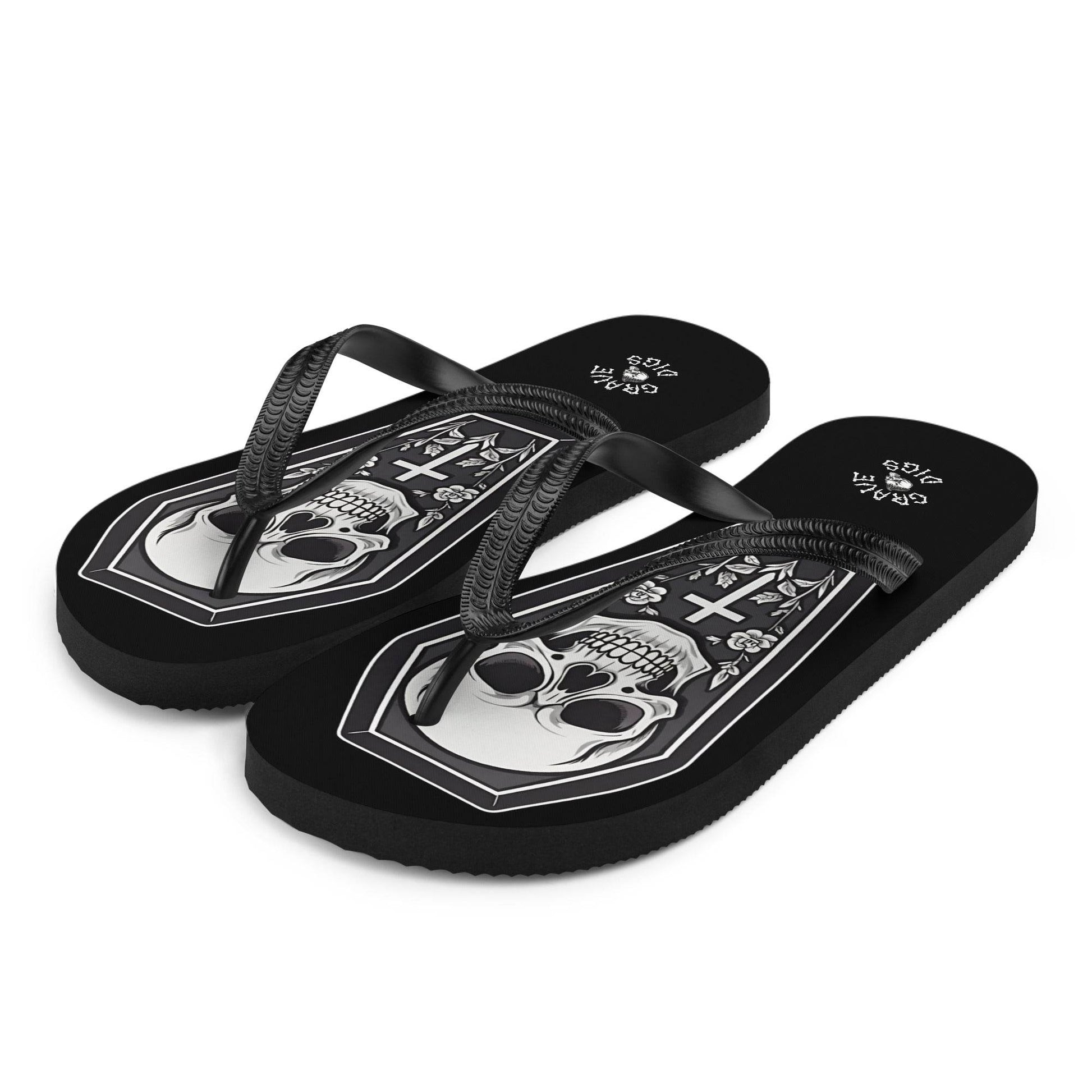 Grave Digs Coffin Gothic Flip Flops - S