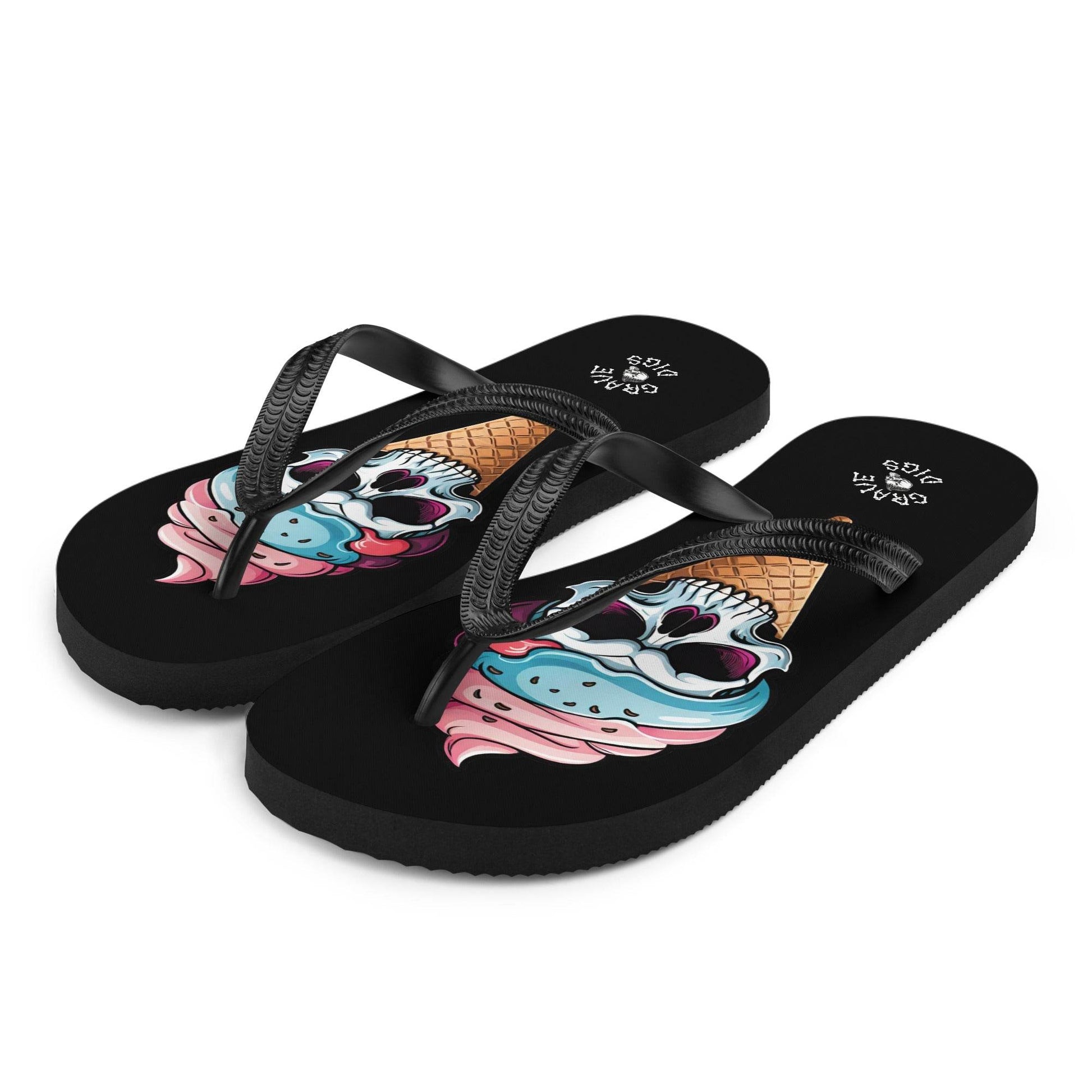 Grave Digs Skull Ice Cream Cone Flip Flops - S