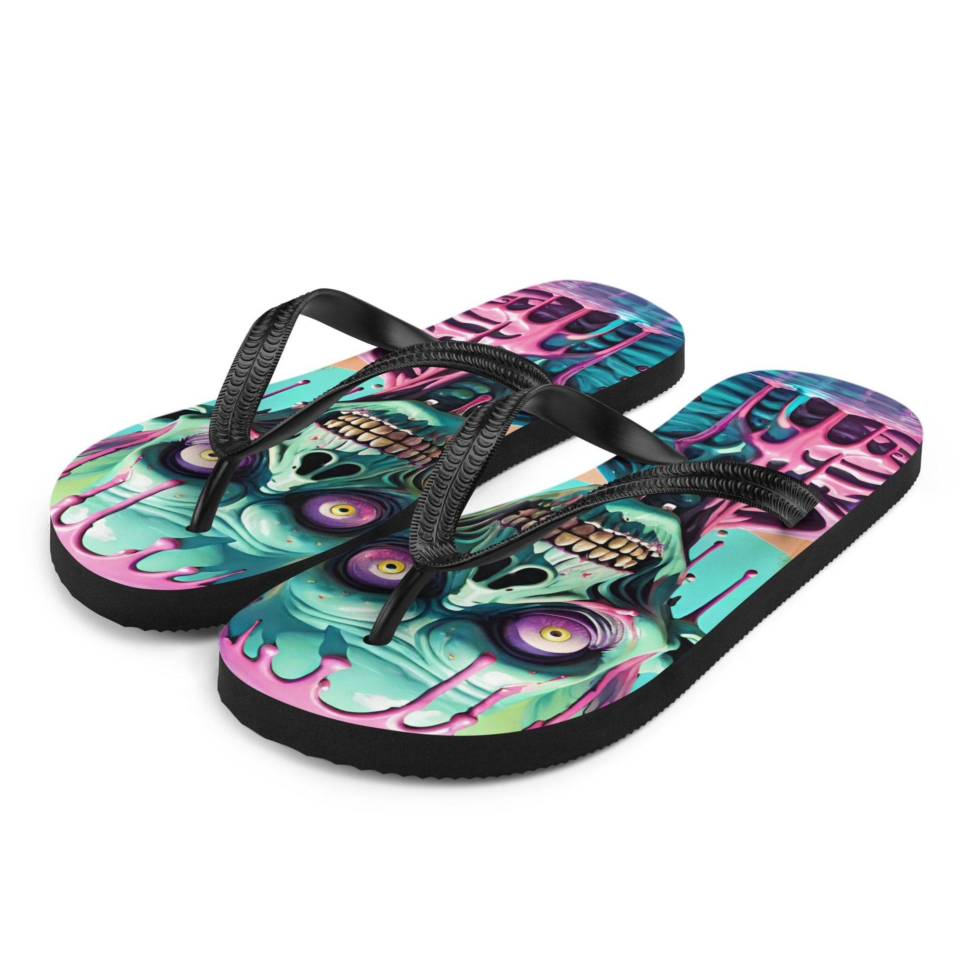Colorful Melting Candy Zombie Gothic Flip Flops - S