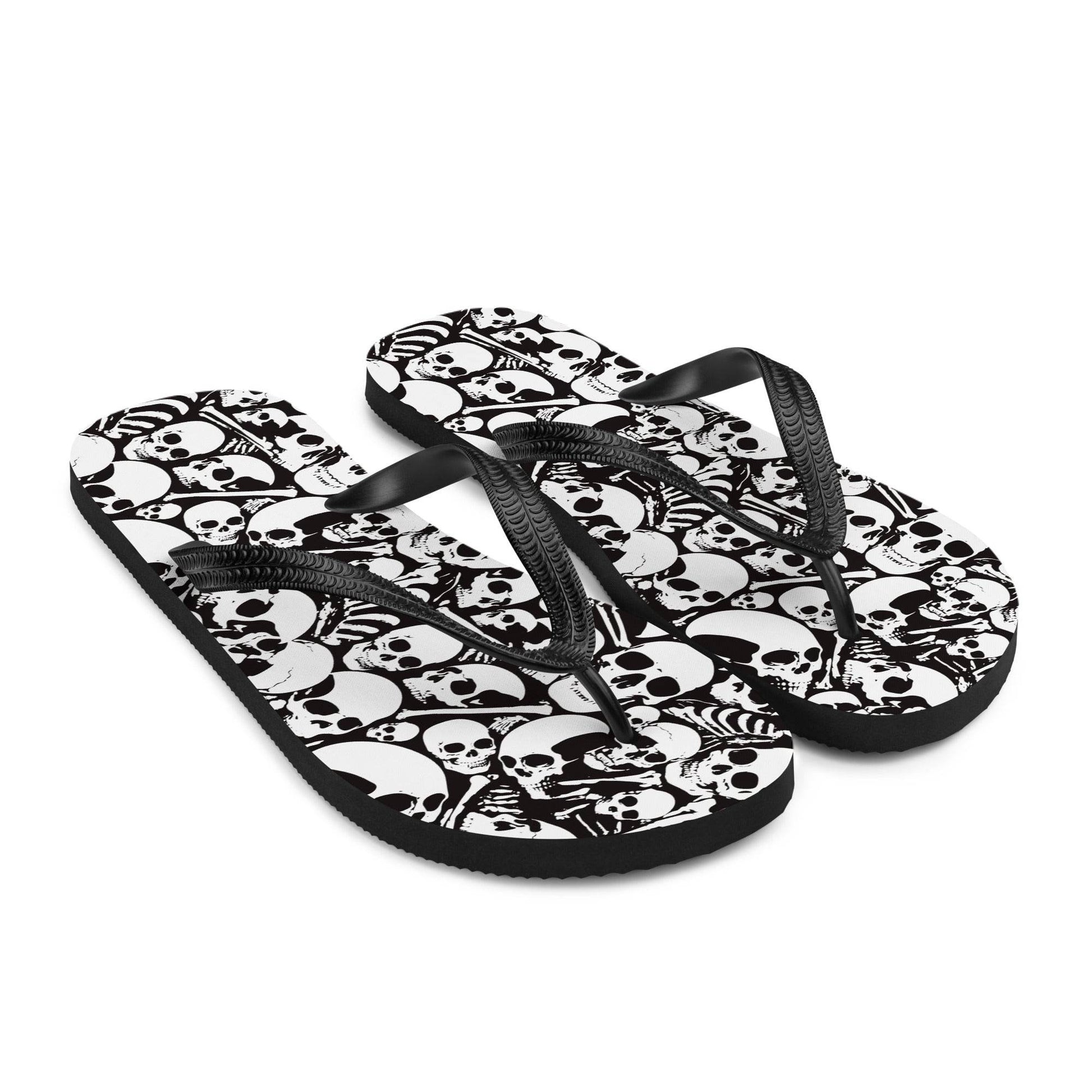 Skulls and Bones Ossuary Gothic Flip Flops - S