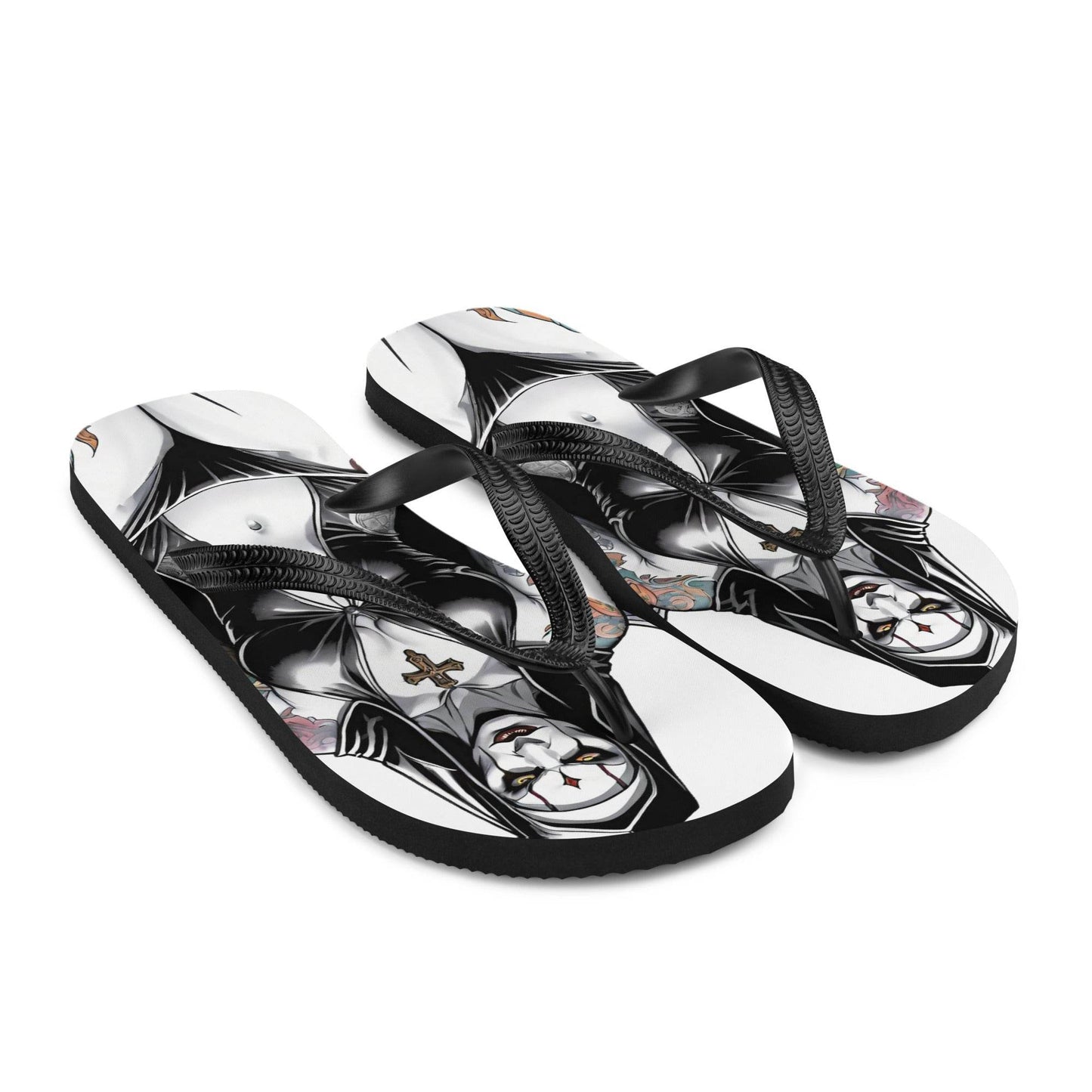 Sexy Evil Nun Gothic Flip Flops - S