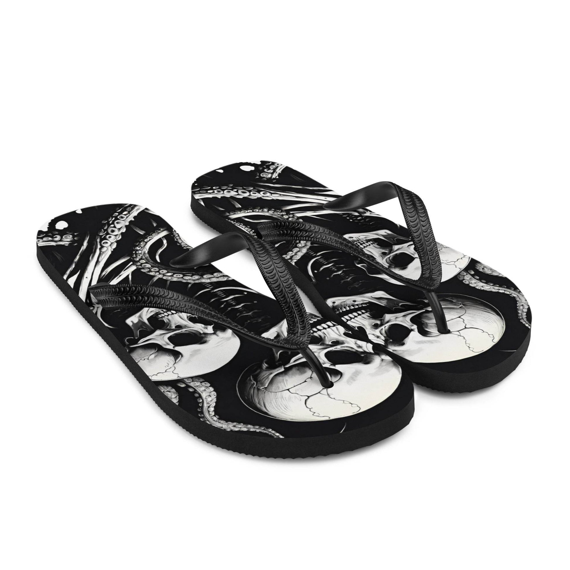 Skeletons and Octopus Tentacles Gothic Flip Flops - S