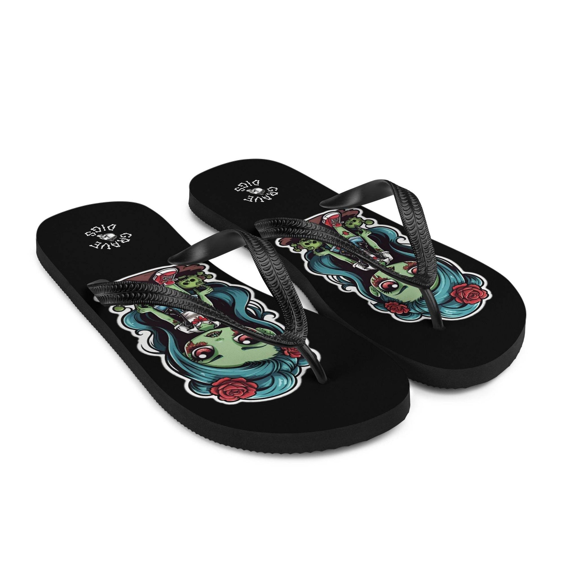 Grave Digs Zombie Girl Flip Flops - S
