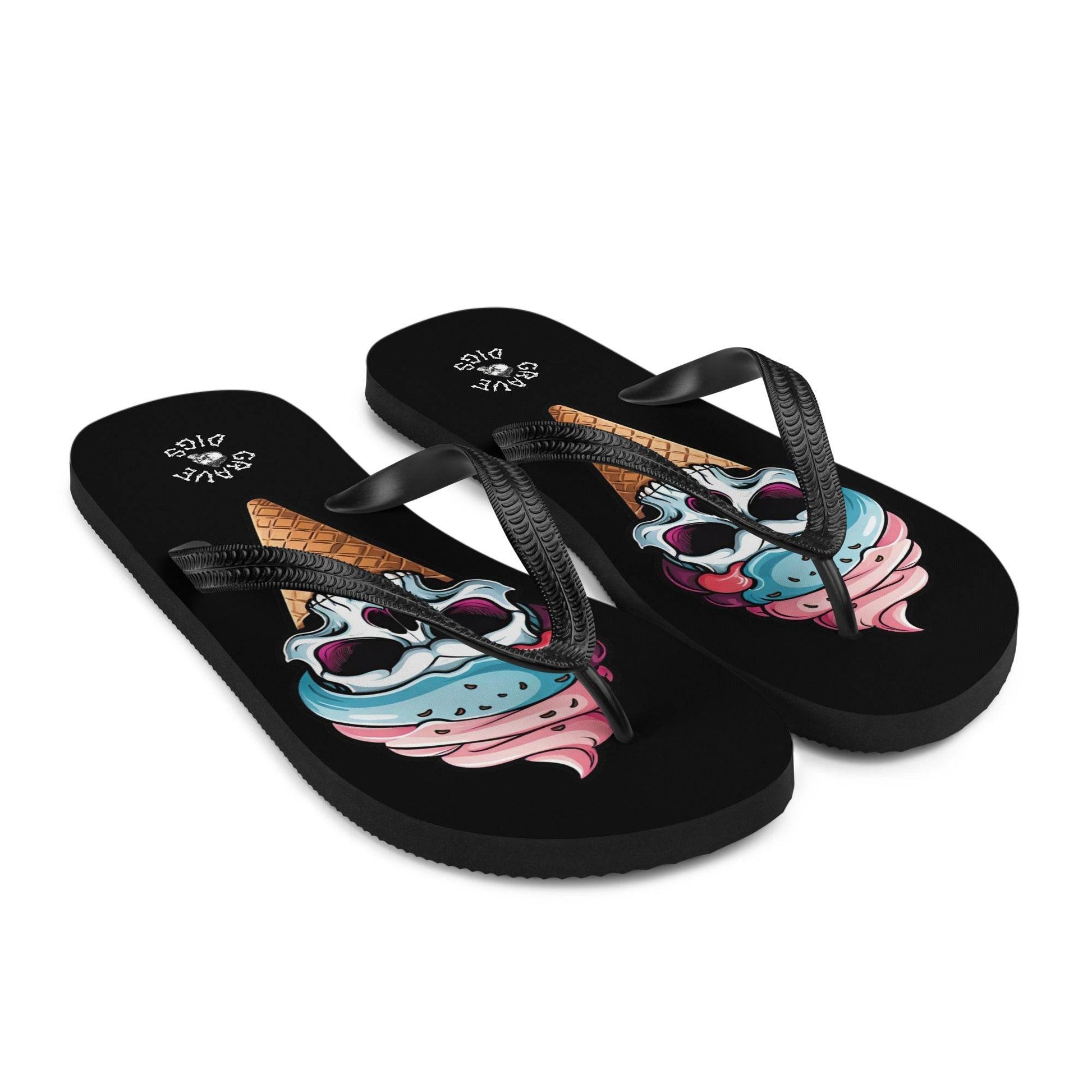 Grave Digs Skull Ice Cream Cone Flip Flops - S