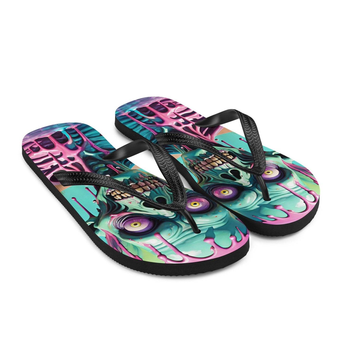 Colorful Melting Candy Zombie Gothic Flip Flops - S