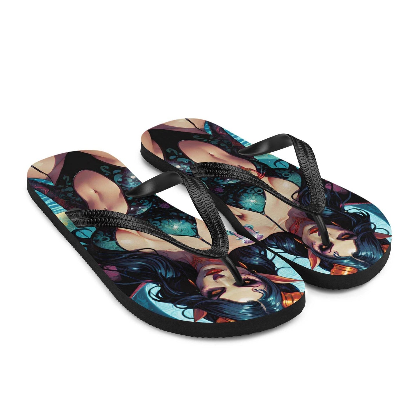 Colorful Summer Succubus in a Swimsuit 4 Gothic Flip Flops - S