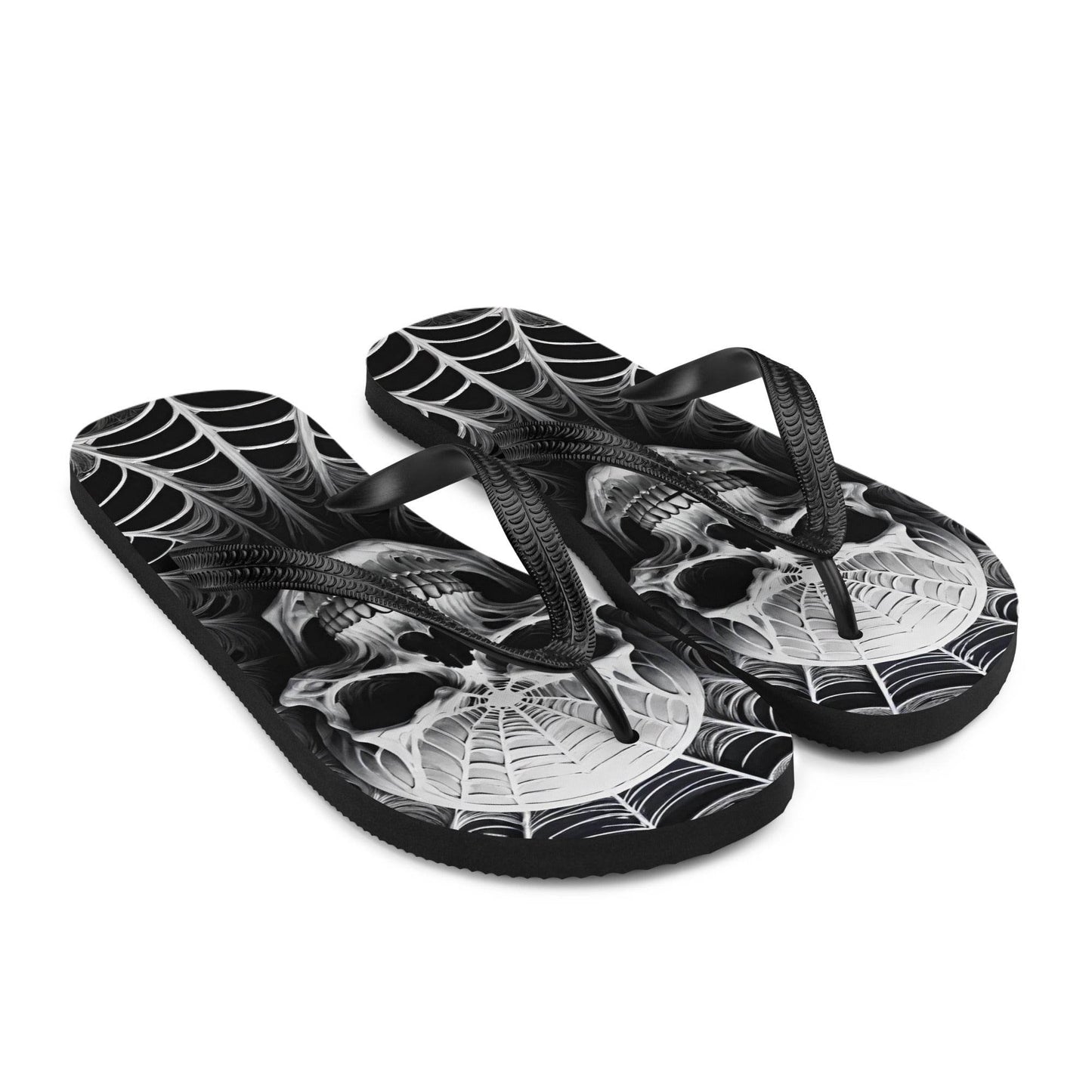 Spider Web Skull Flip Flops - S