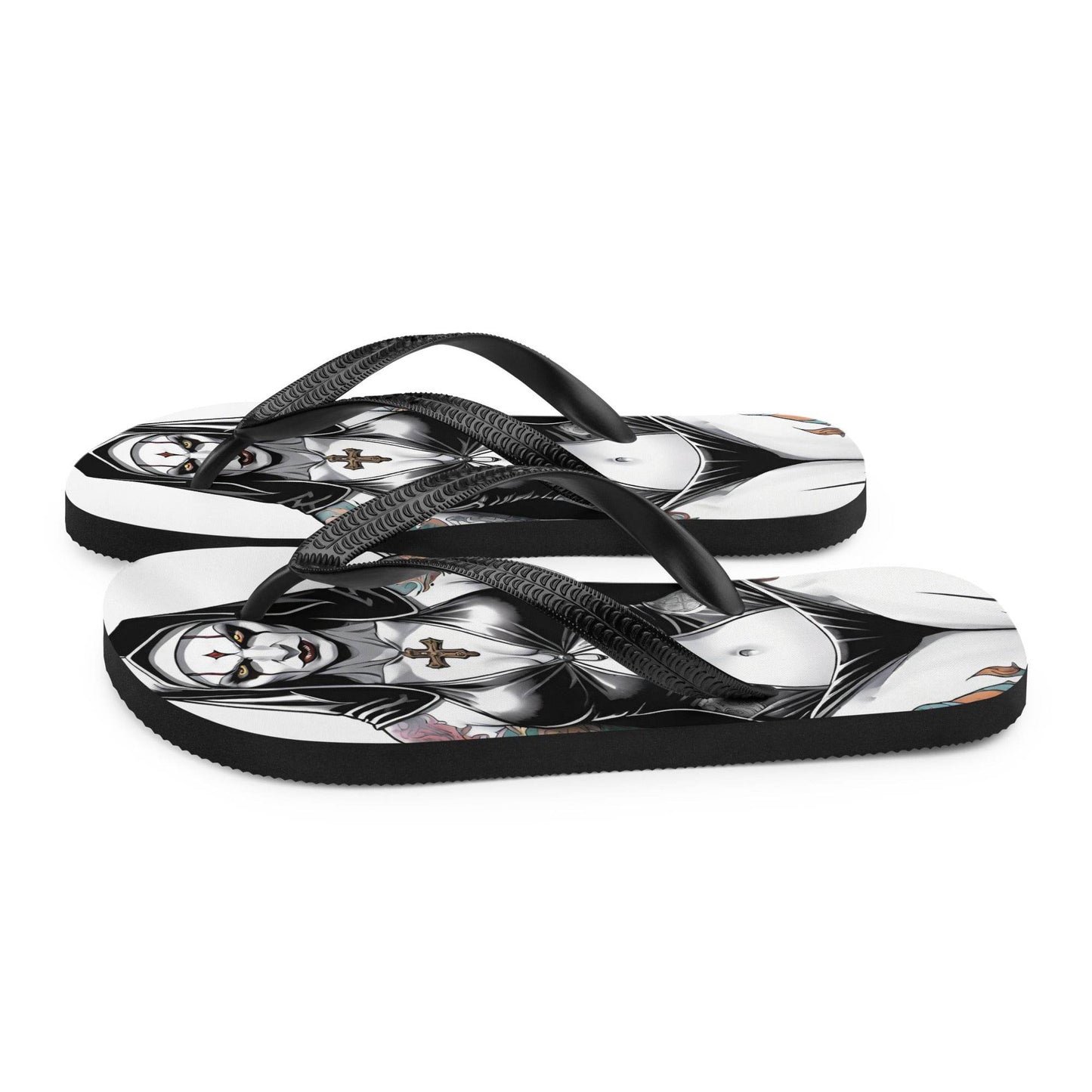 Sexy Evil Nun Gothic Flip Flops - S