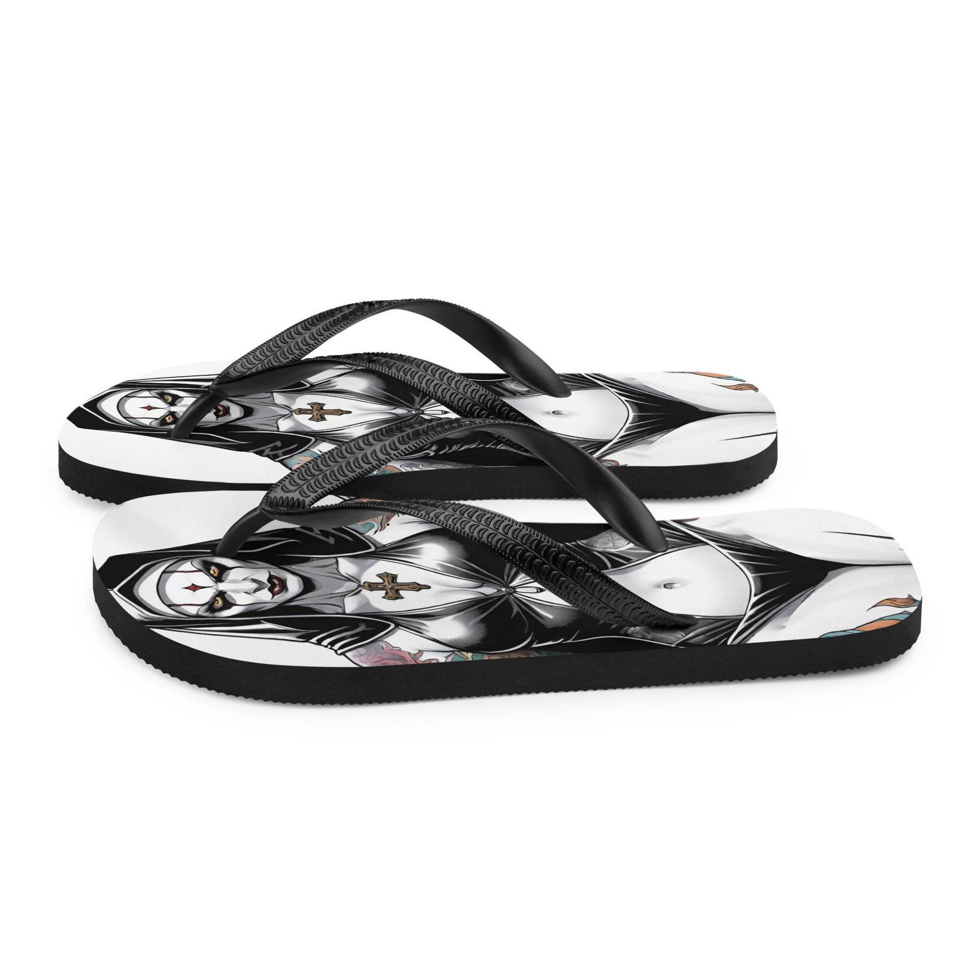 Sexy Evil Nun Gothic Flip Flops - S