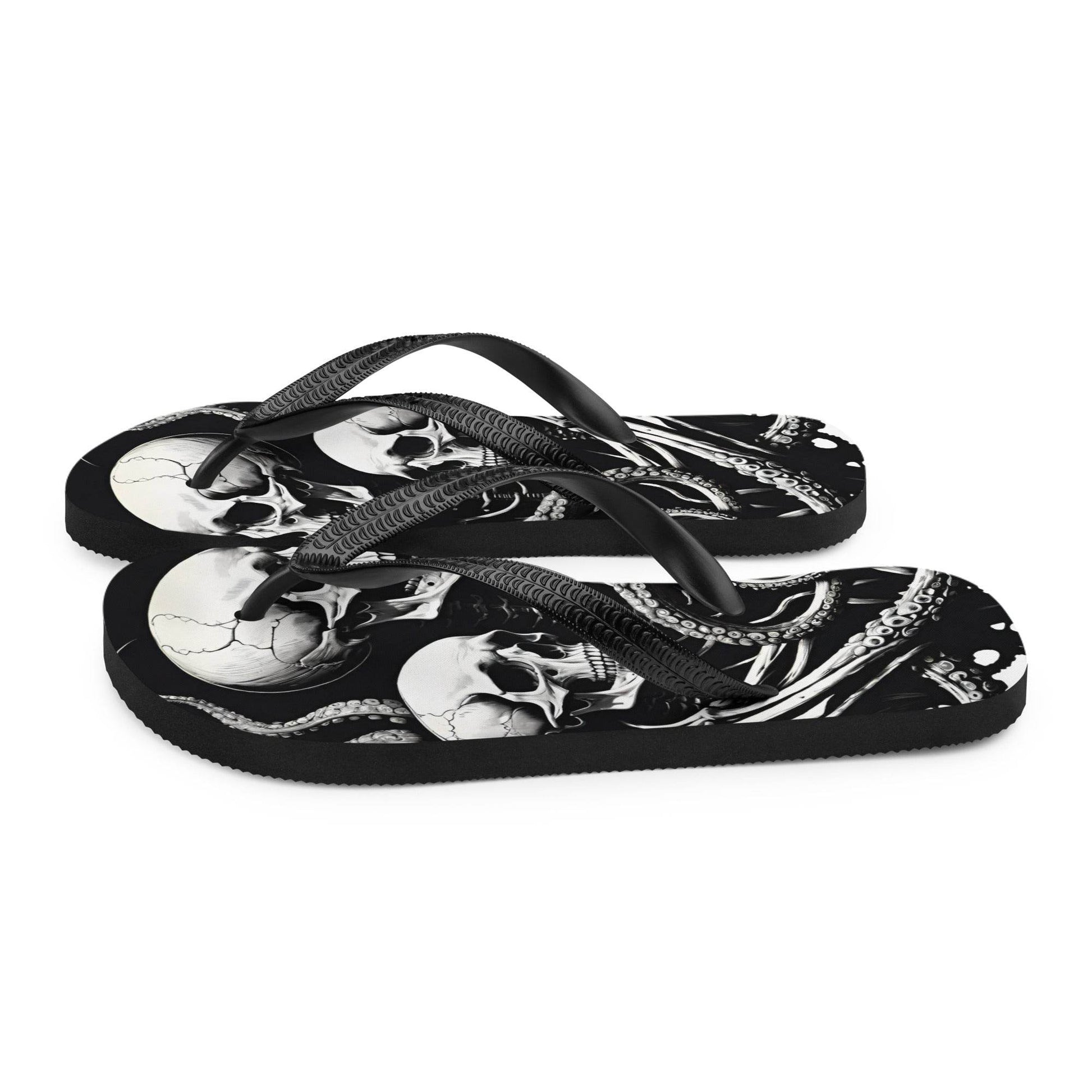 Skeletons and Octopus Tentacles Gothic Flip Flops - S