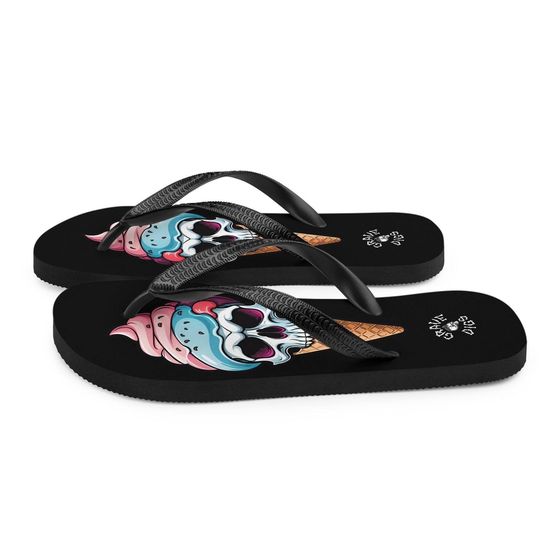 Grave Digs Skull Ice Cream Cone Flip Flops - S