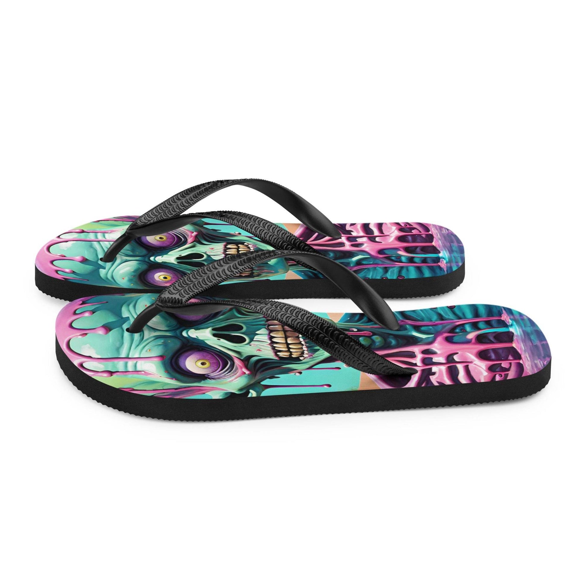 Colorful Melting Candy Zombie Gothic Flip Flops - S
