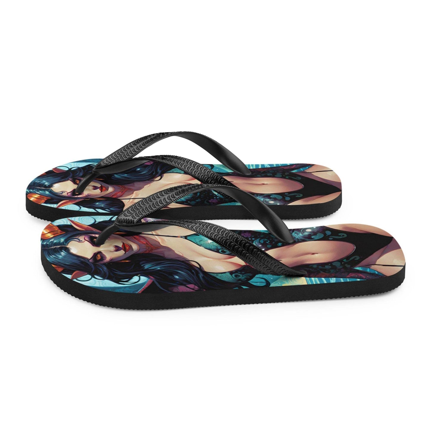 Colorful Summer Succubus in a Swimsuit 4 Gothic Flip Flops - S