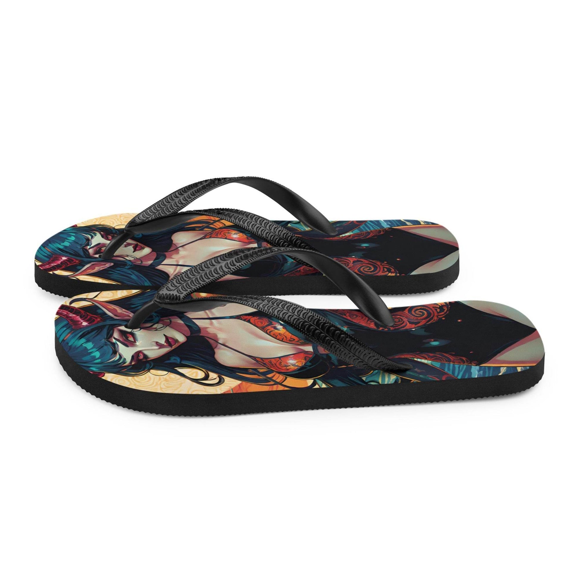 Colorful Summer Succubus in a Swimsuit 1 Gothic Flip Flops - S