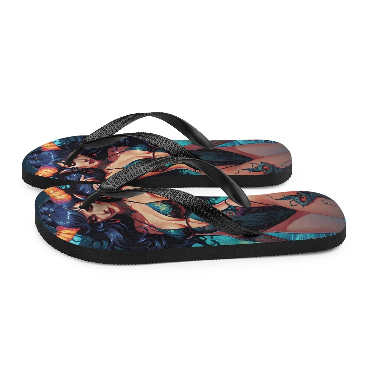 Colorful Summer Succubus in a Swimsuit 3 Gothic Flip Flops - S