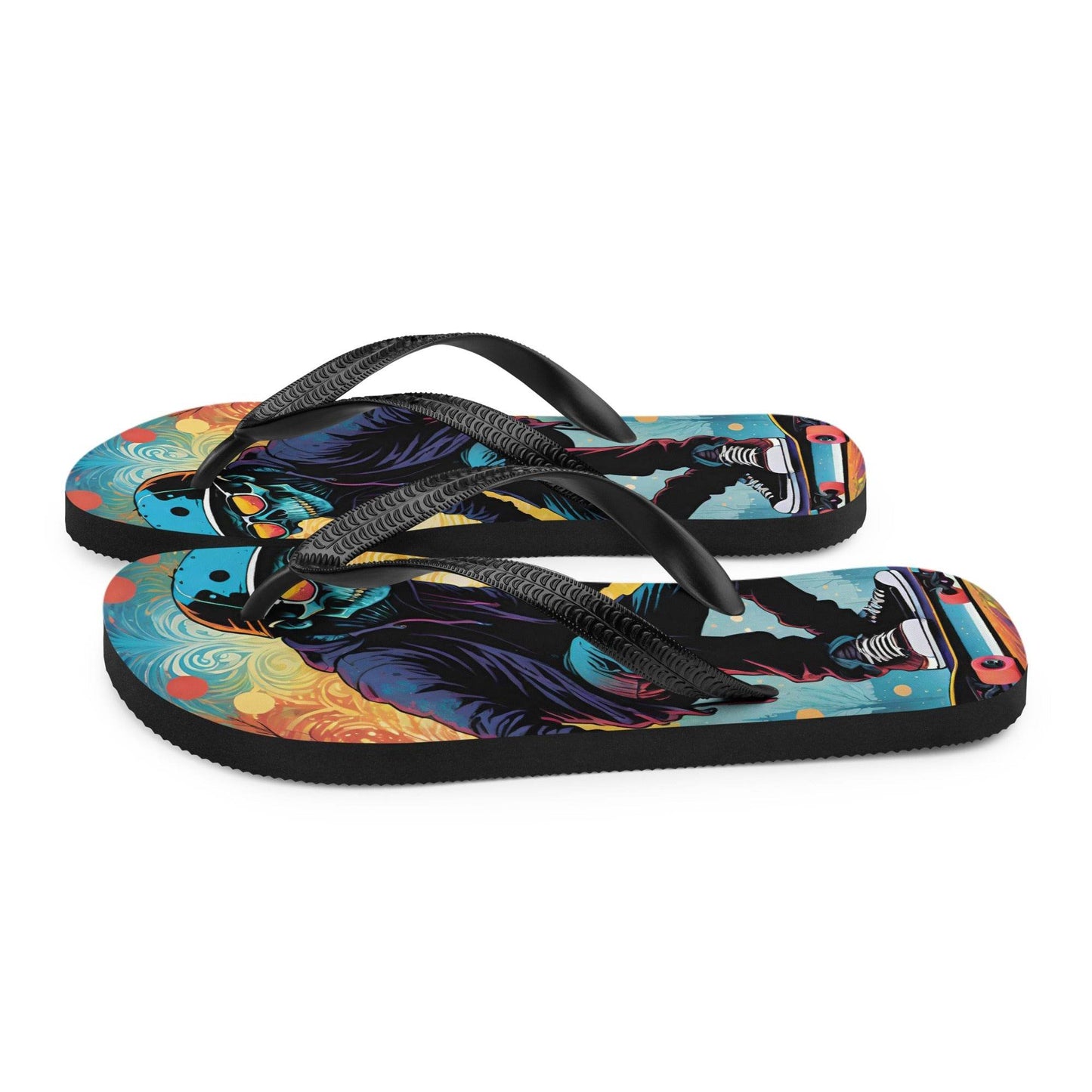 Colorful Skater Skeleton Flip Flops - S