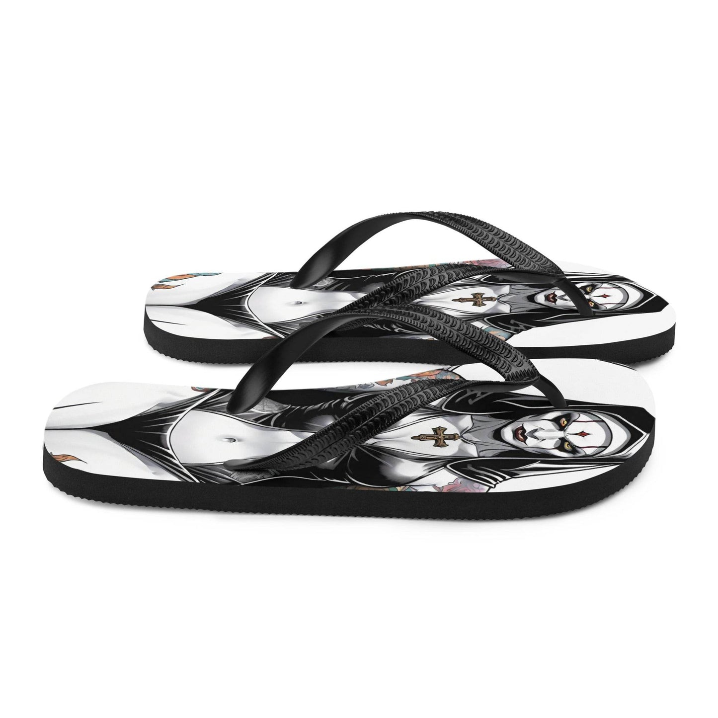 Sexy Evil Nun Gothic Flip Flops - S
