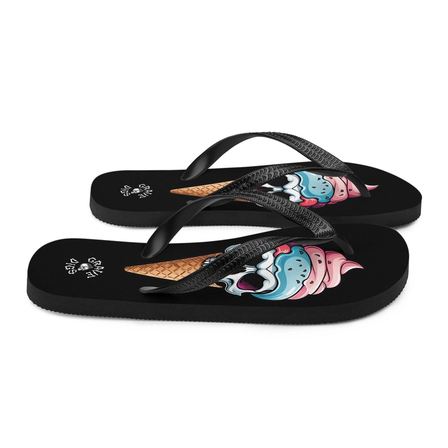 Grave Digs Skull Ice Cream Cone Flip Flops - S