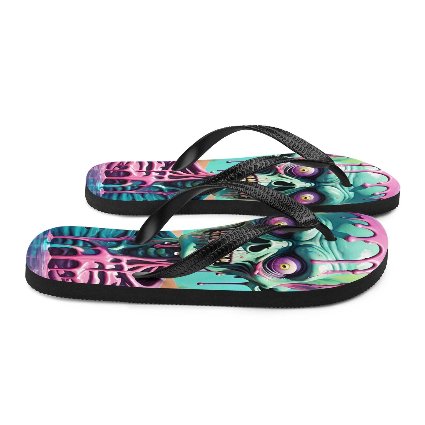 Colorful Melting Candy Zombie Gothic Flip Flops - S