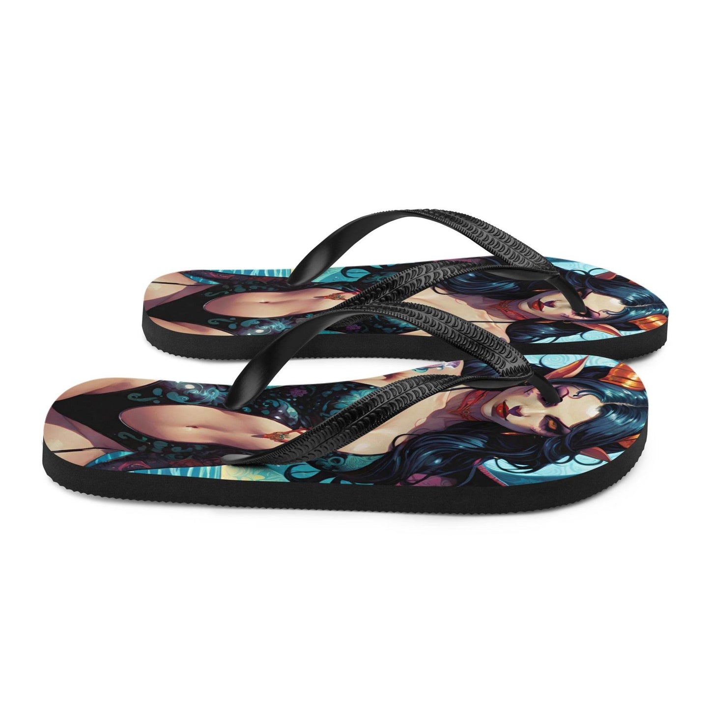 Colorful Summer Succubus in a Swimsuit 4 Gothic Flip Flops - S