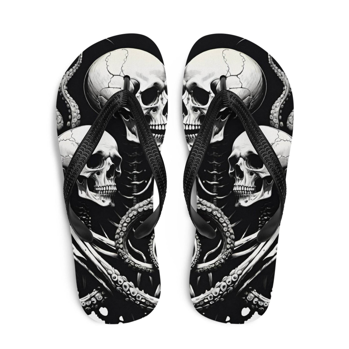 Skeletons and Octopus Tentacles Gothic Flip Flops - S