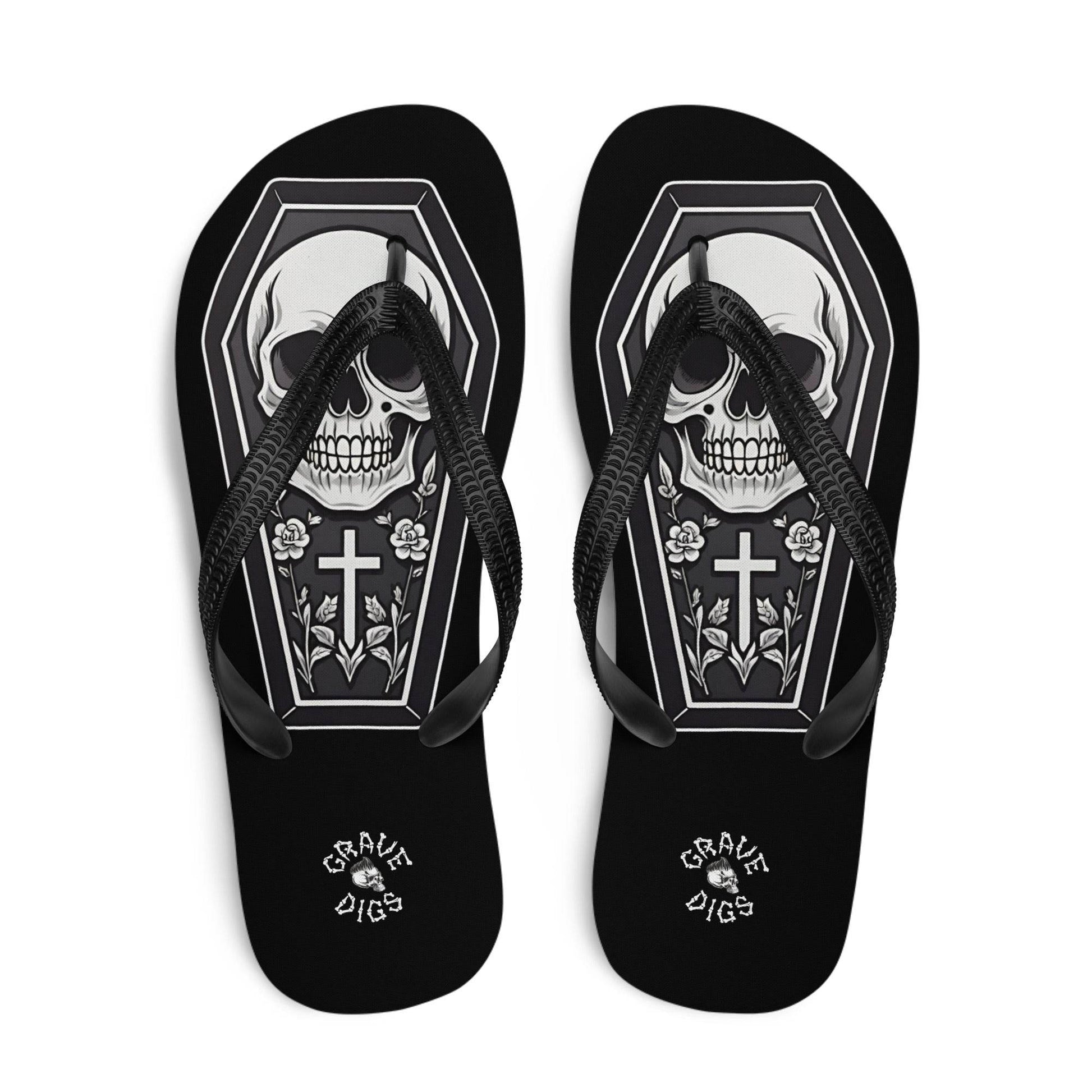 Grave Digs Coffin Gothic Flip Flops - S