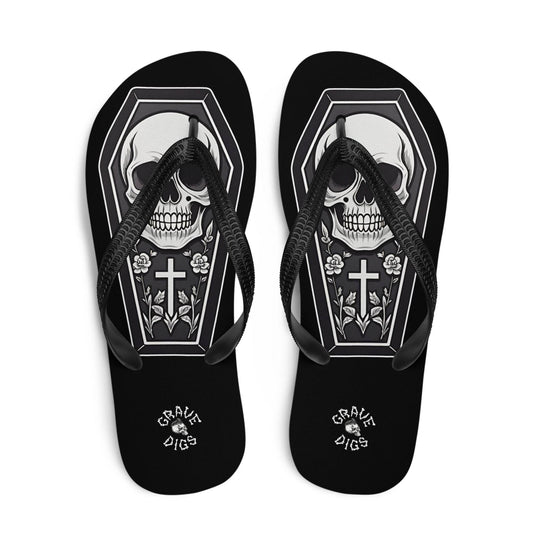Grave Digs Coffin Gothic Flip Flops - S