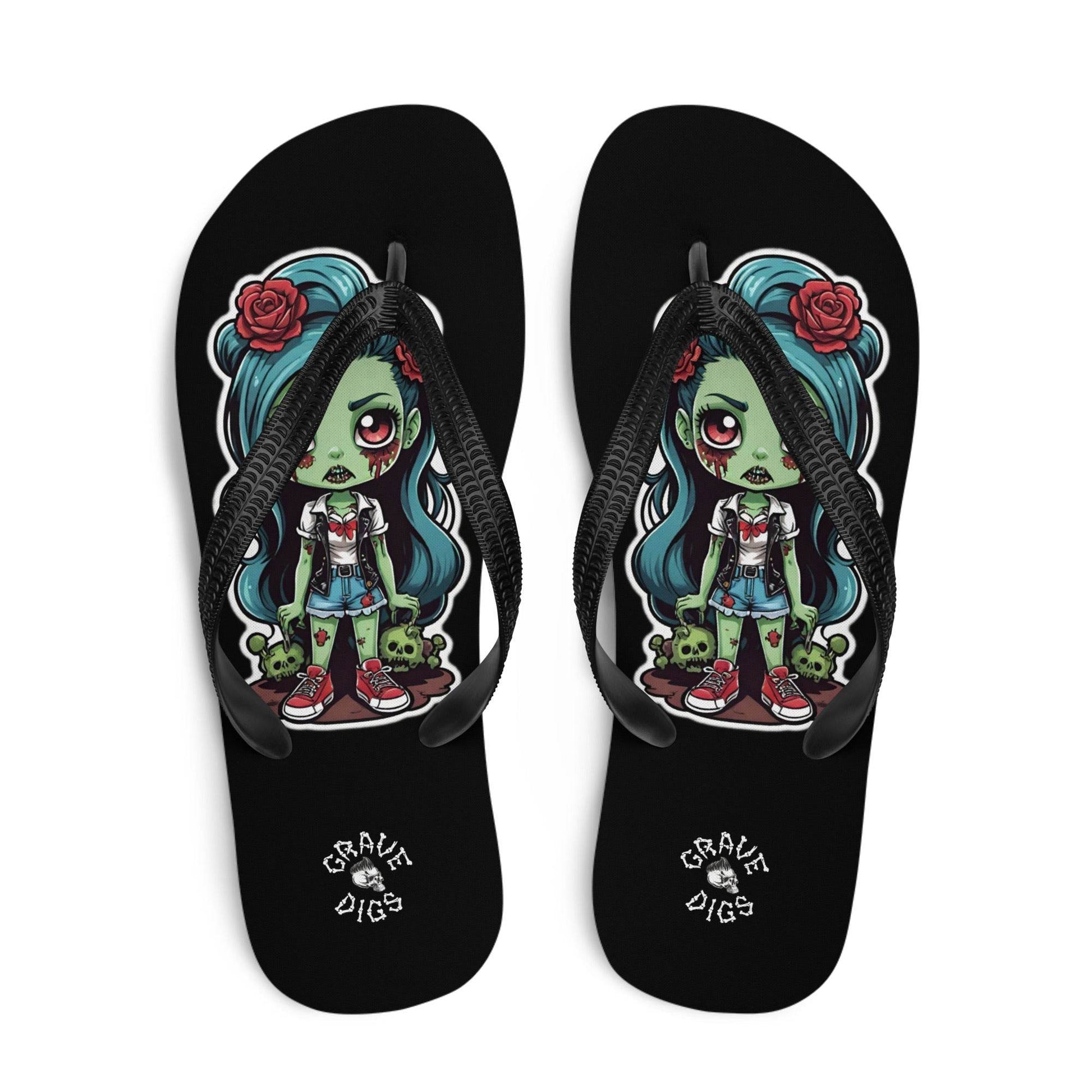Grave Digs Zombie Girl Flip Flops - S