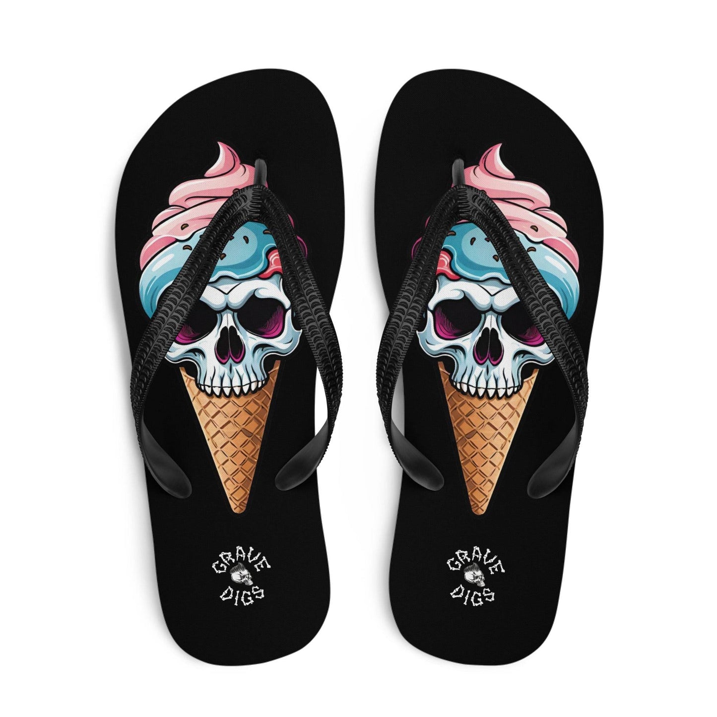 Grave Digs Skull Ice Cream Cone Flip Flops - S