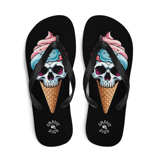 Grave Digs Skull Ice Cream Cone Flip Flops - S