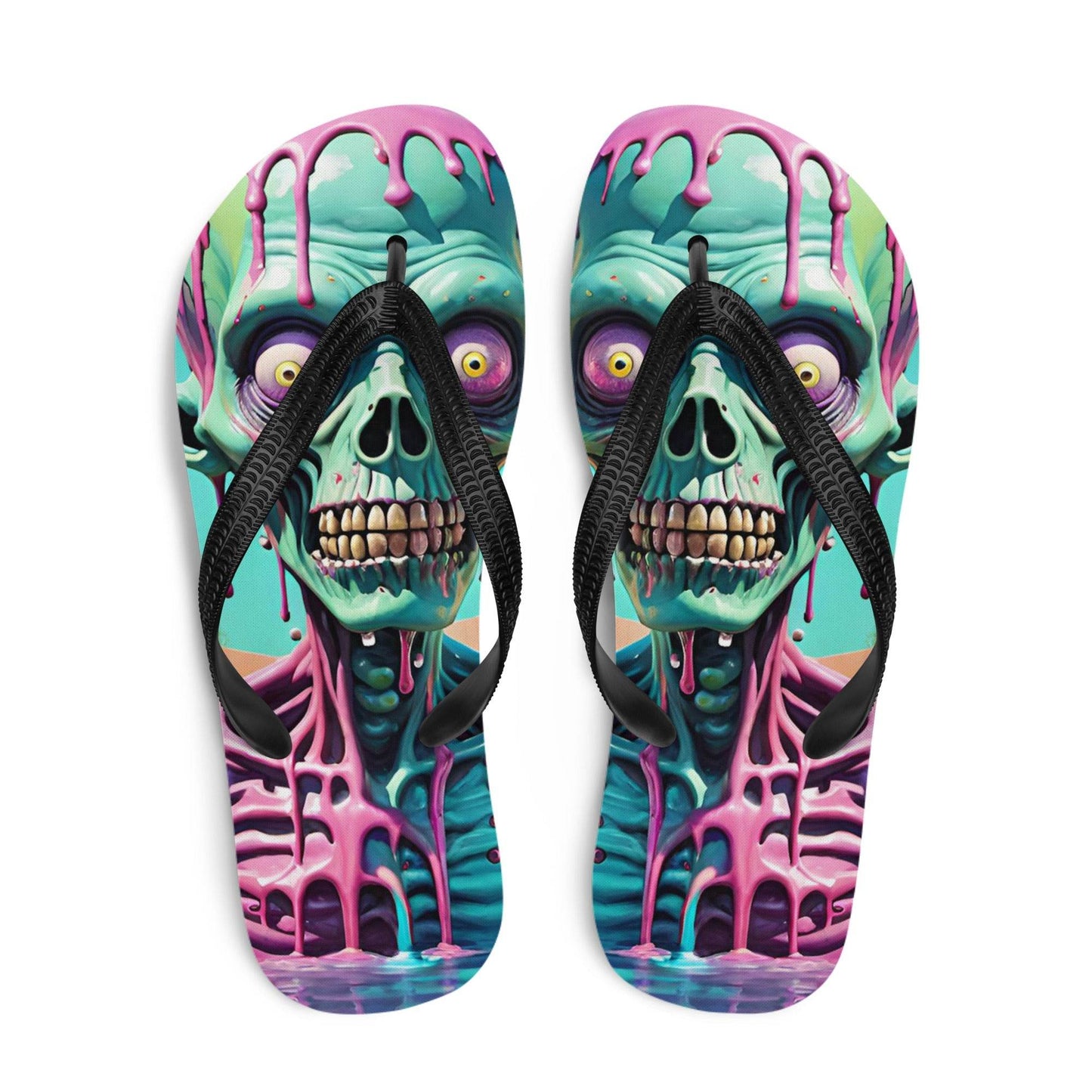Colorful Melting Candy Zombie Gothic Flip Flops - S