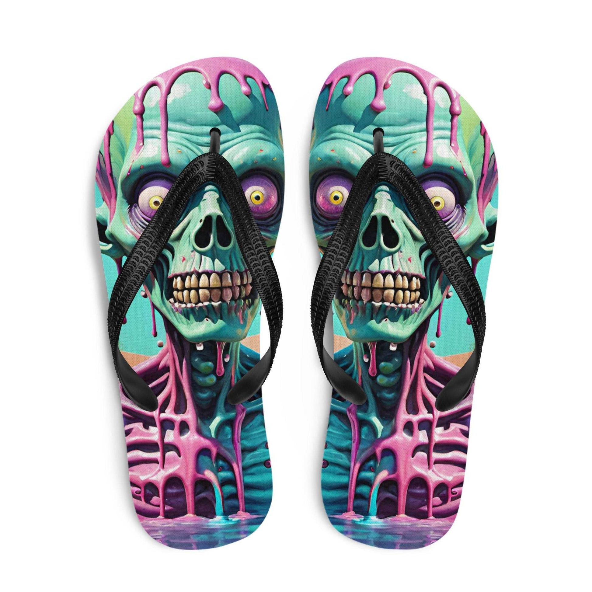 Colorful Melting Candy Zombie Gothic Flip Flops - S
