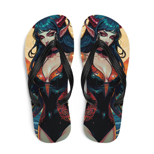 Colorful Summer Succubus in a Swimsuit 1 Gothic Flip Flops - S